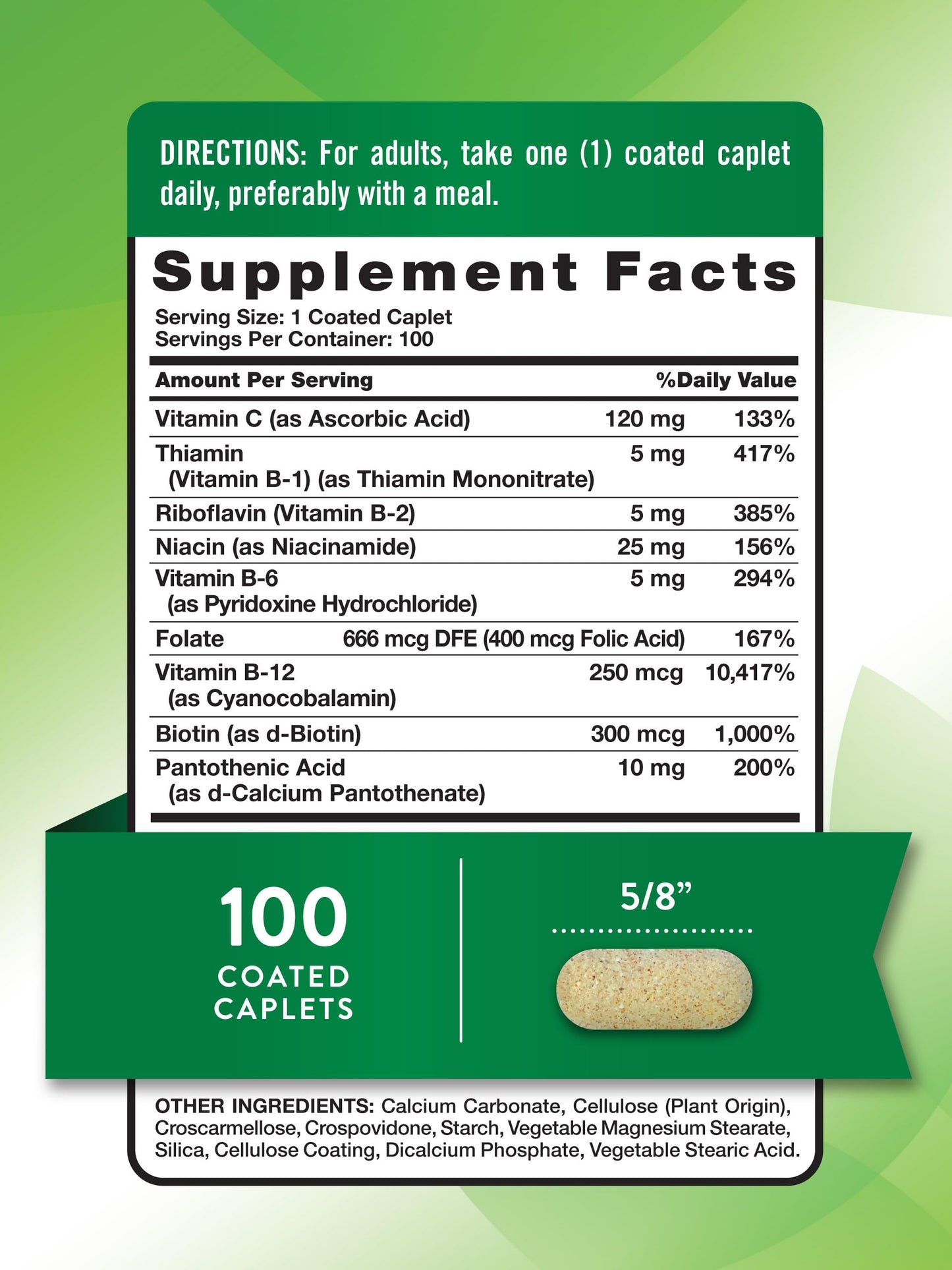 Nature's Truth Vitamin B Complex Plus Vitamin C Caplets 100 Count