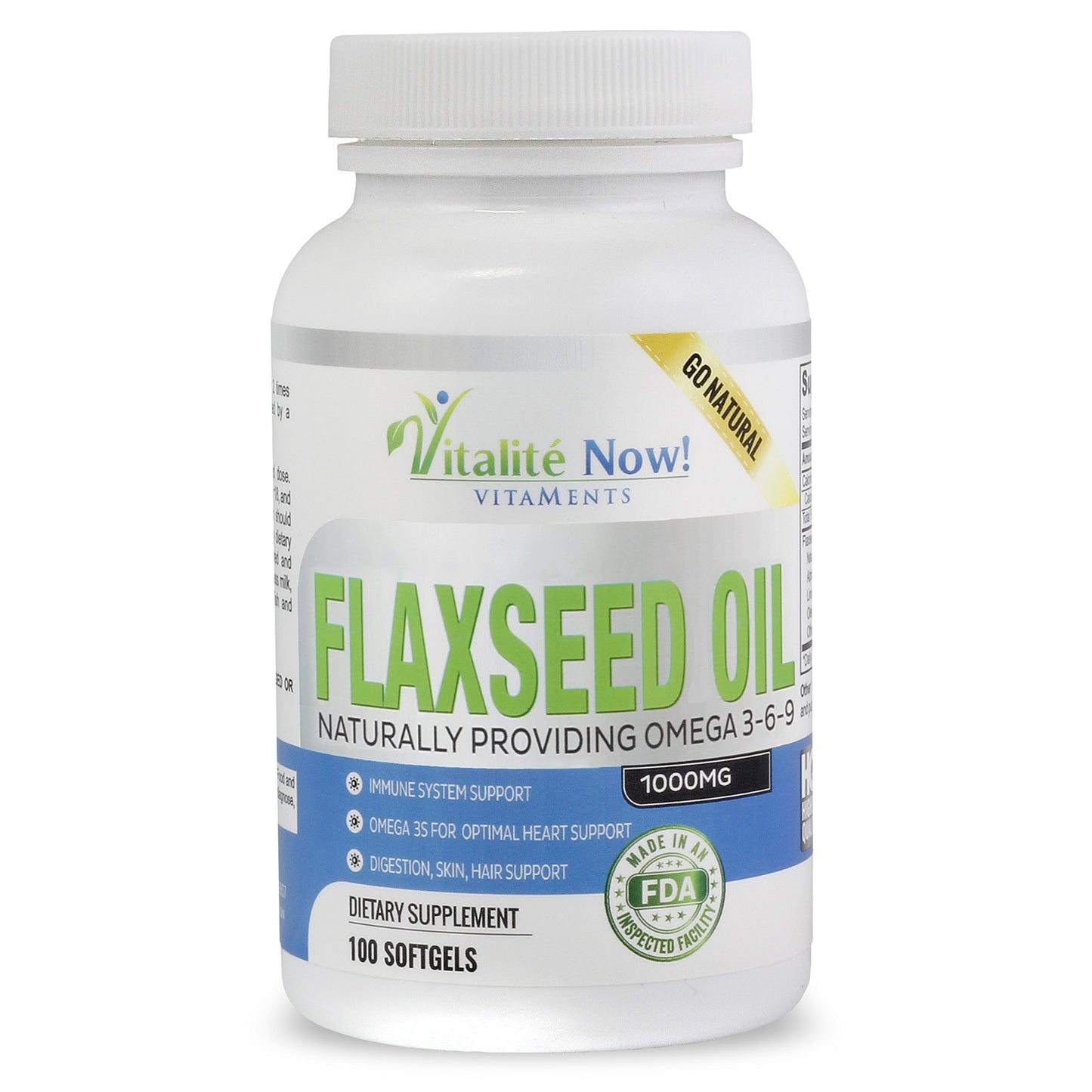 Vitalité Now! Organic Flaxseed Oil, 100 Capsules