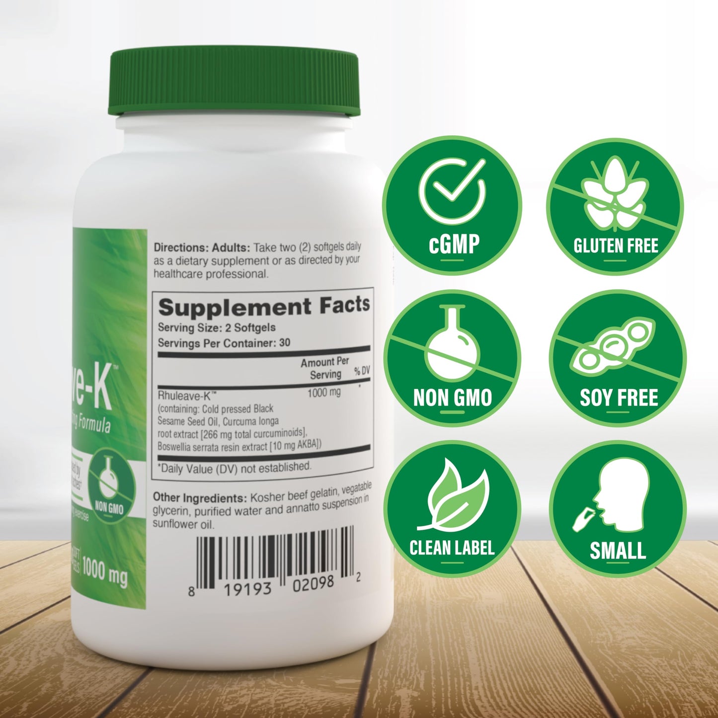 Health Thru Nutrition Acute Formula Rhuleave-K 1,000mg Curcumin, Boswellia and Black Sesame Seed Oil Softgels, 60 count