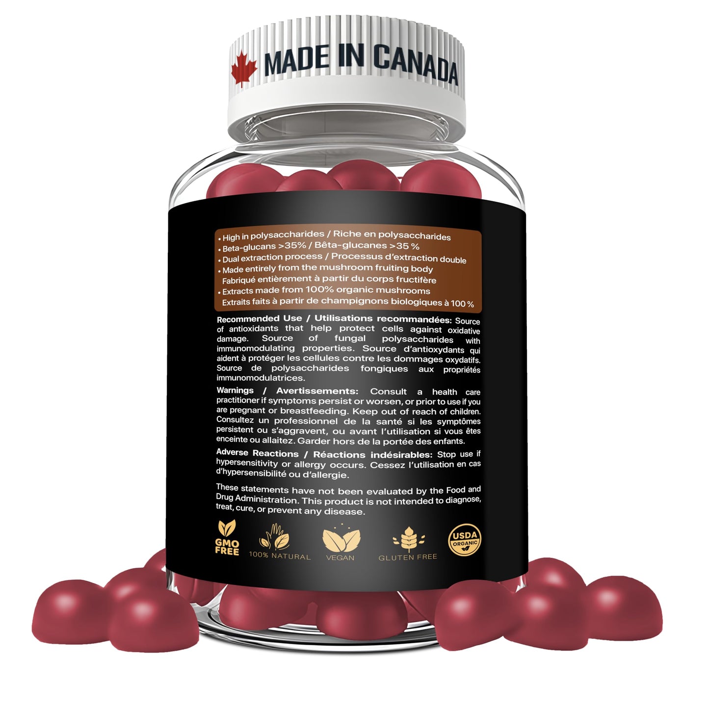 Pacific Rim Mushrooms Daily Defense Organic Mushroom Gummies 60 Count