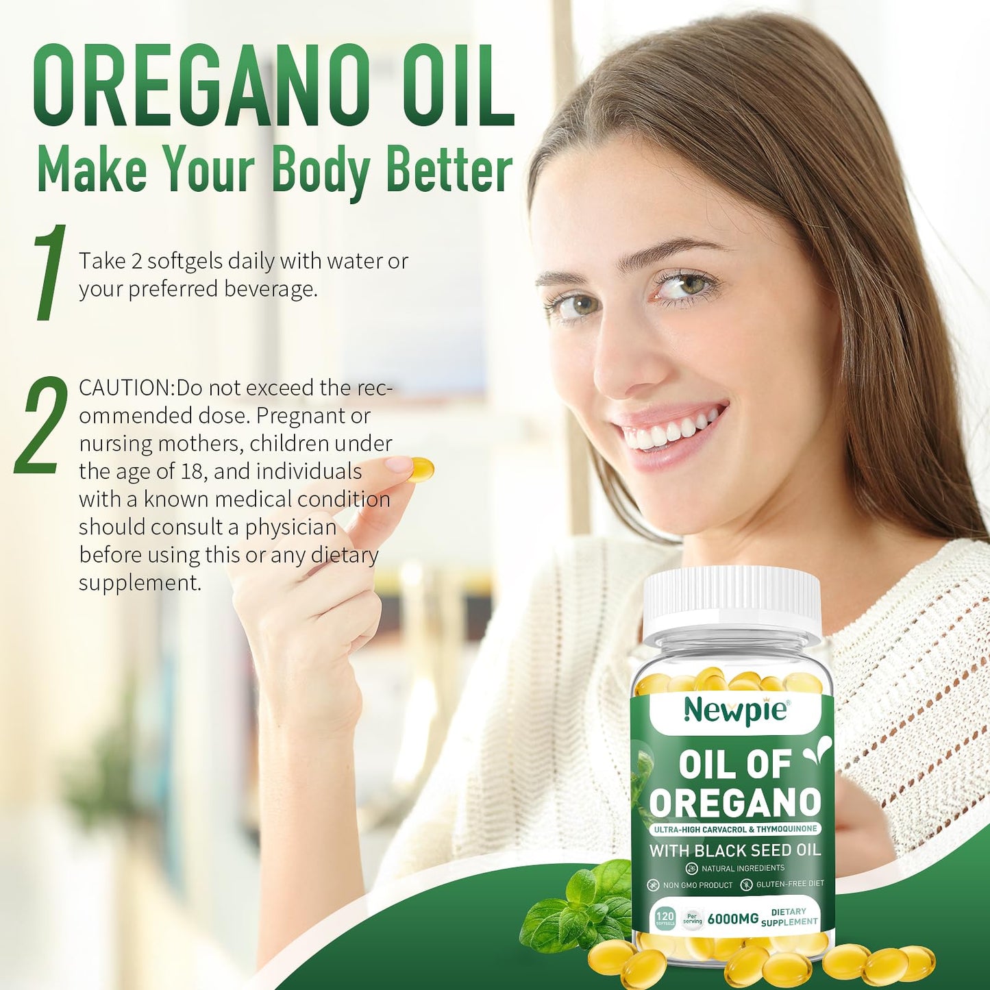 Blltzzz Newpie Oil of Oregano with Black Seed Oil Softgel 120 Softgels