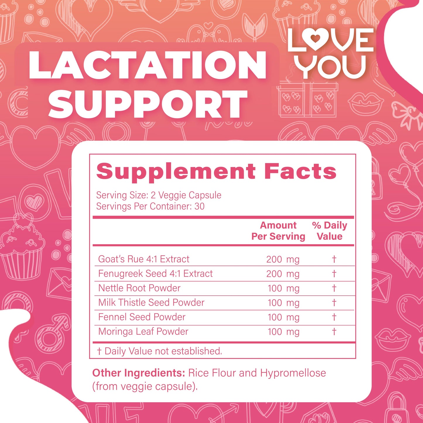 Love You Lactation Support for Breastfeeding Moms Capsules, 60 Count