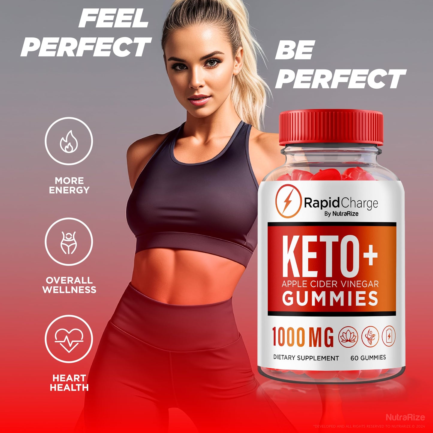 NutraRize Rapid Charge Keto + ACV Gummies, 120 Gummies
