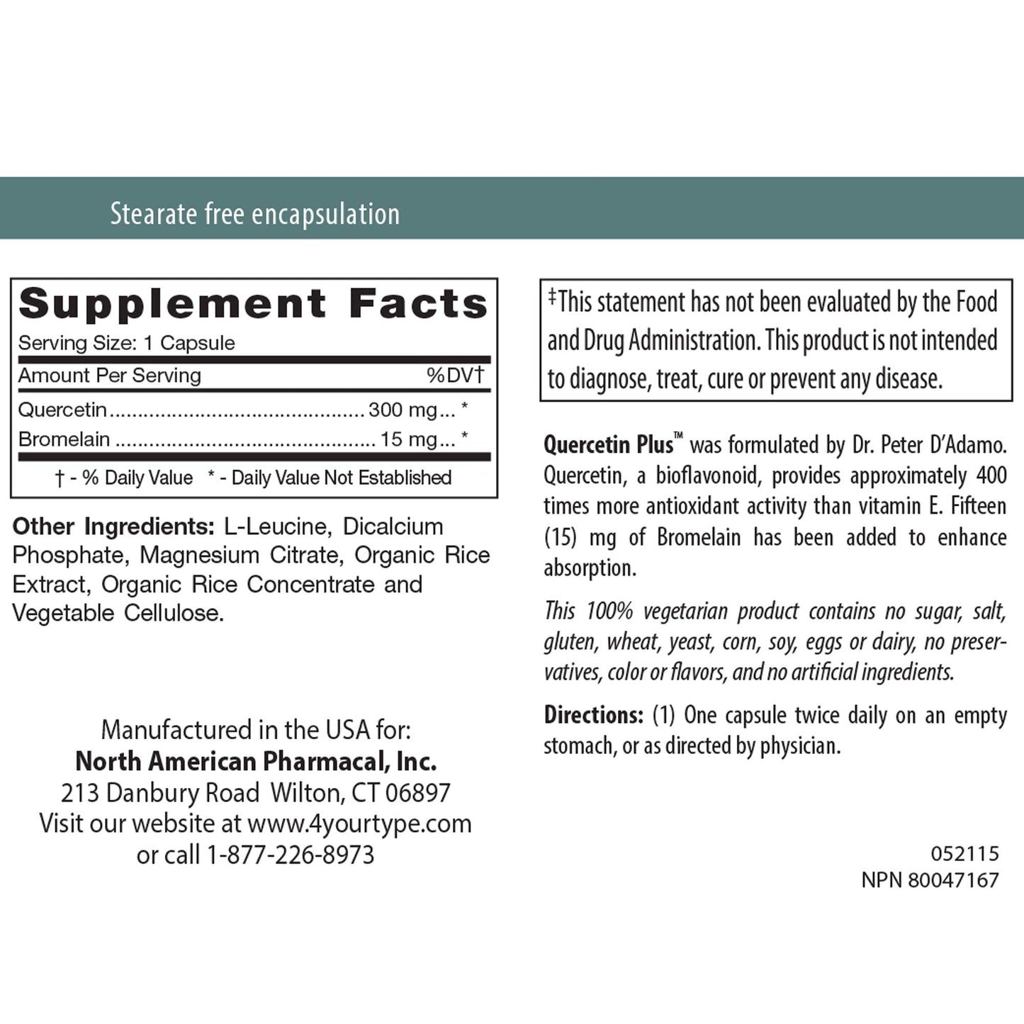 D'Adamo Personalized Nutrition Quercetin Plus Capsule 90 Count