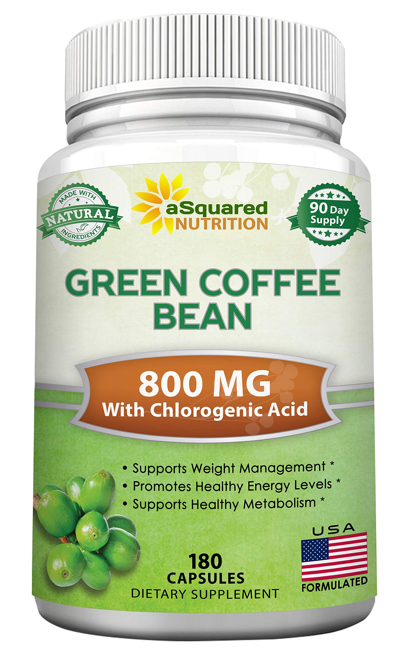 aSquared Nutrition Natural Green Coffee Bean Formula 180 Capsules