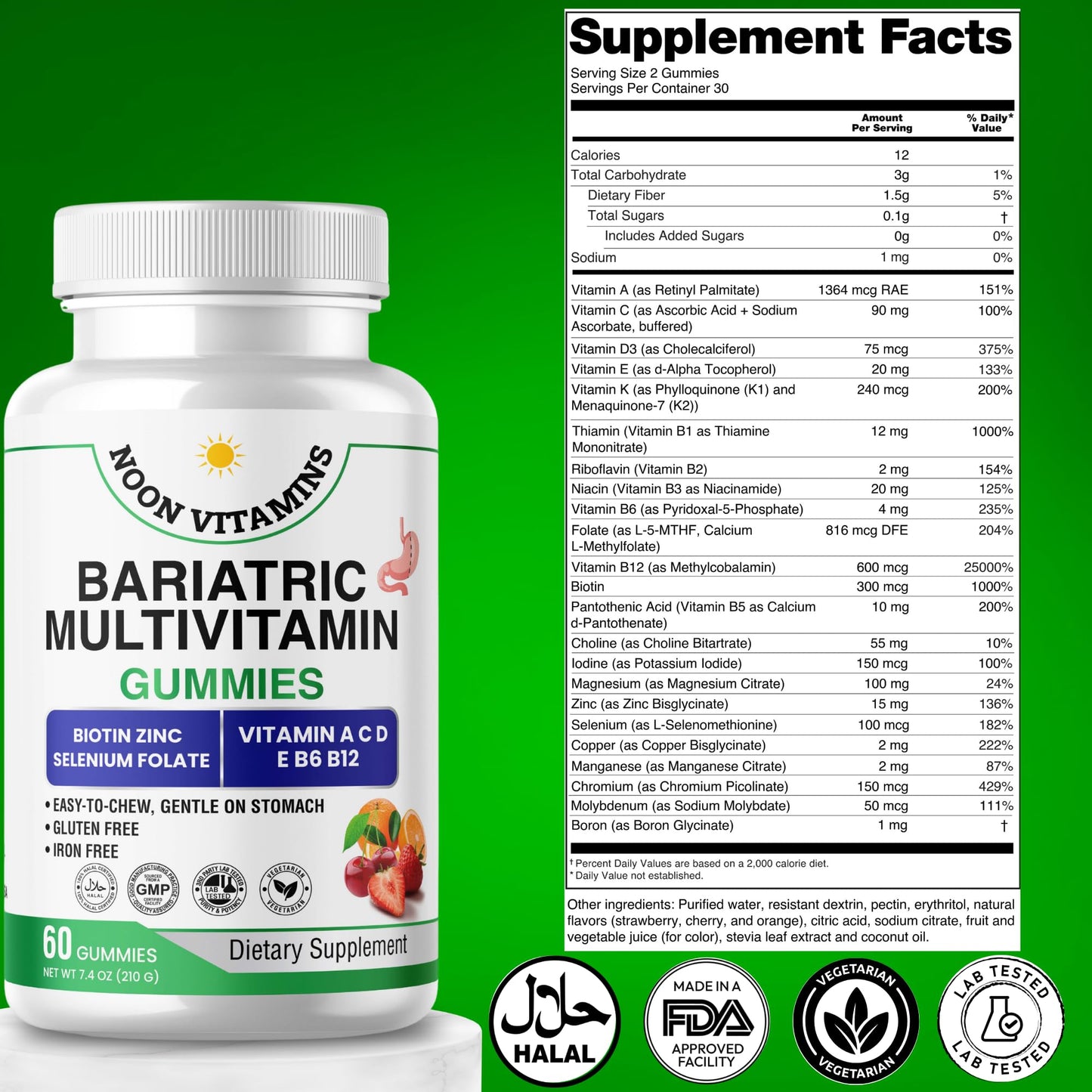 NOON VITAMINS Bariatric Multivitamin Gummies 60 Gummies