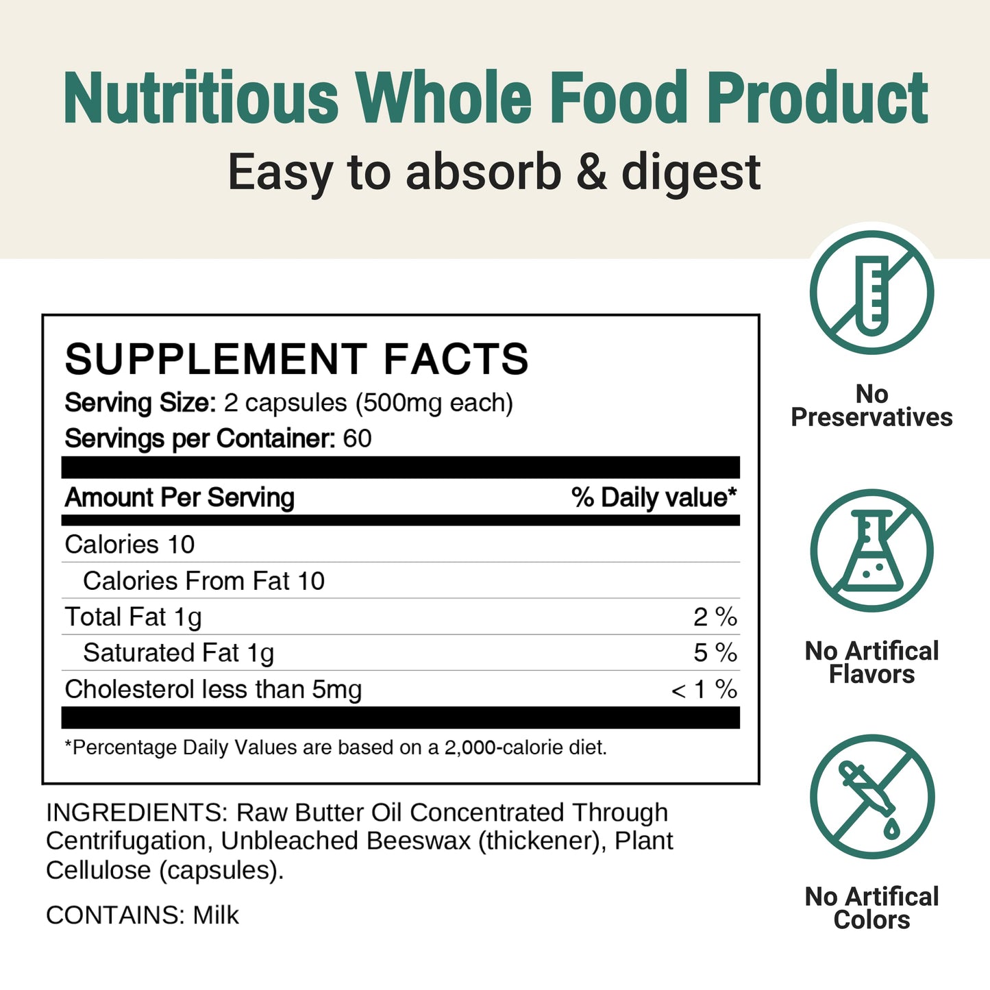 Green Pasture Concentrated Butter Oil Capsules 120 Count
