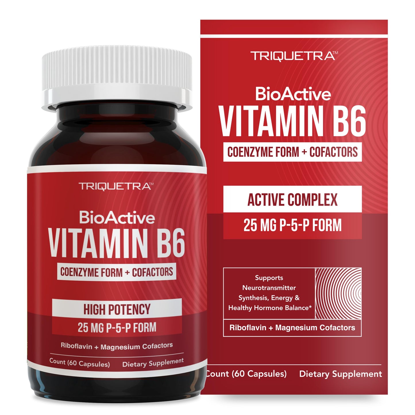 Triquetra Health BioActive Vitamin B6 25mg P-5-P Capsules, 60 Count