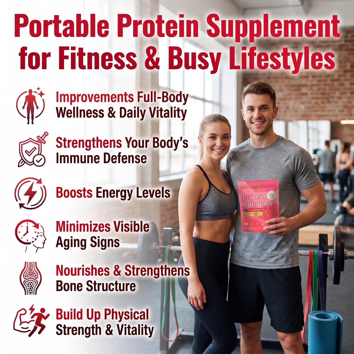 SERSANVE Protein Gummies for Women and Men with Collagen, 60 Gummies