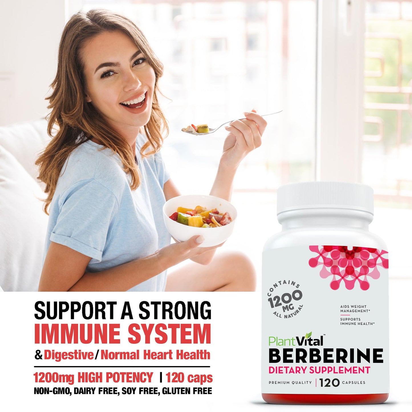 Plantvital Berberine 1200mg Capsules, 240 Count