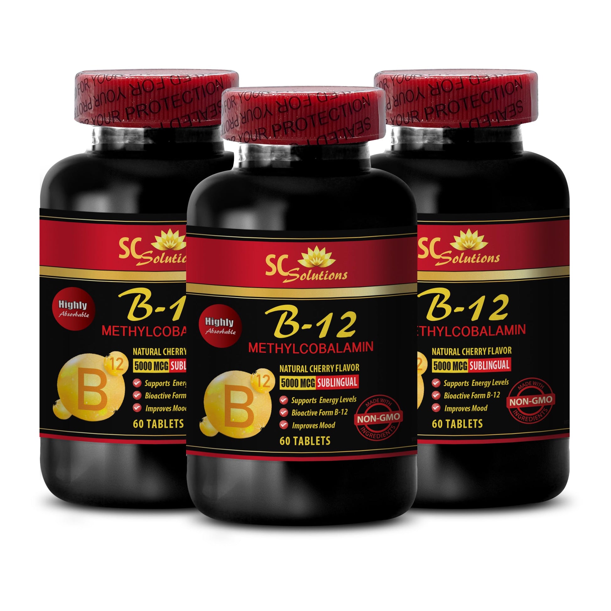 SKIN CARE SOLUTIONS Vitamin B12 Methylcobalamin 5000 mcg Tablets, 180 Count