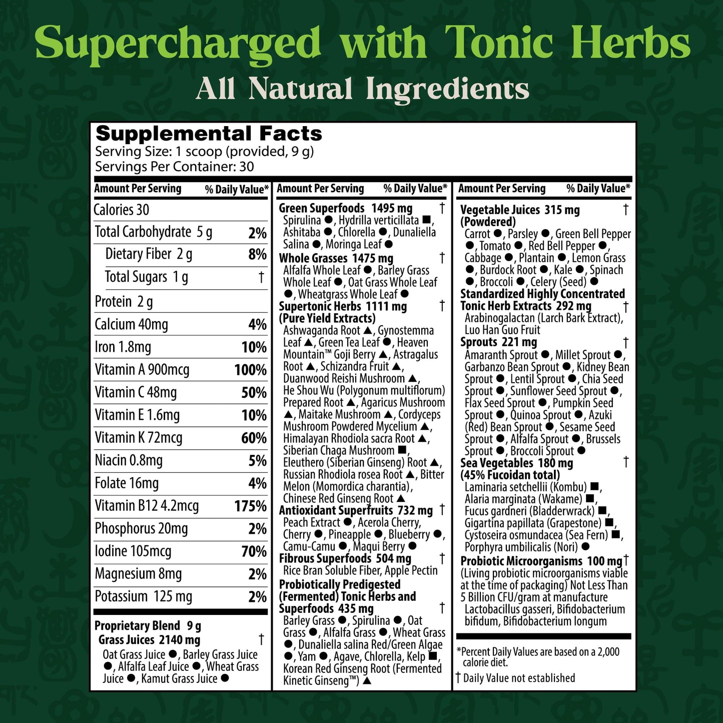 Dragon Herbs Tonic Alchemy Superfood Greens Powder 9.5 oz