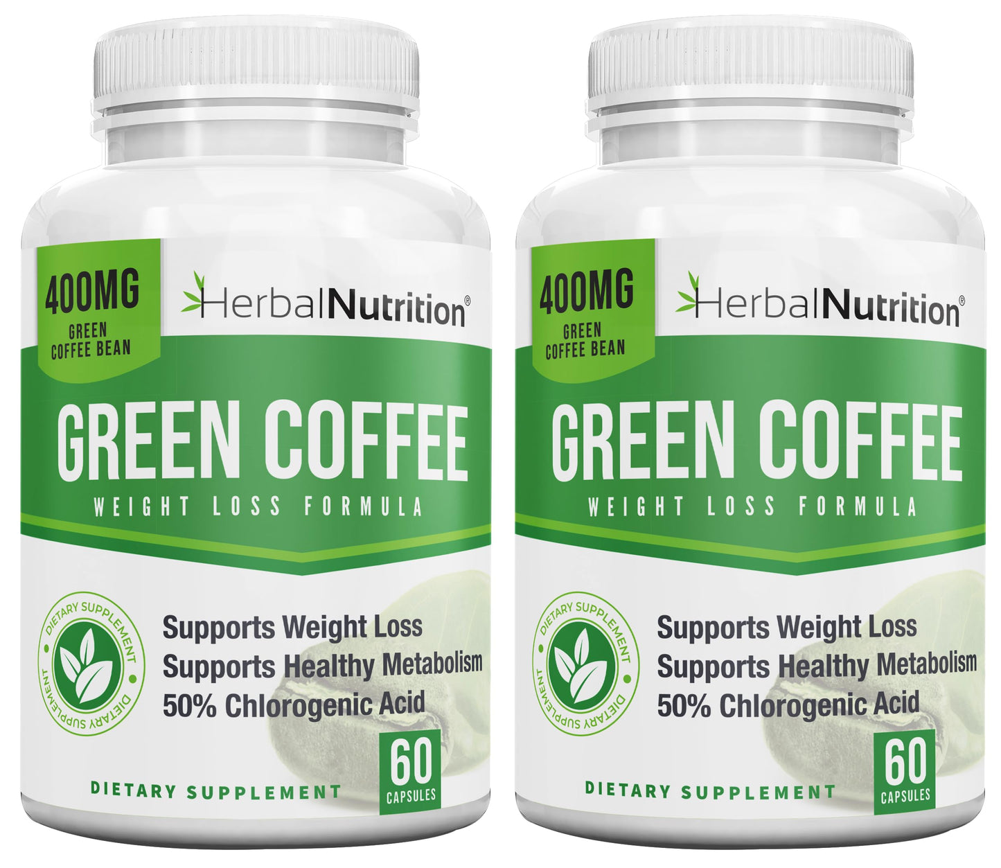 Herbal Nutrition Pure Green Coffee Bean Extract 800mg 50% Chlorogenic Acid, 60 Capsules