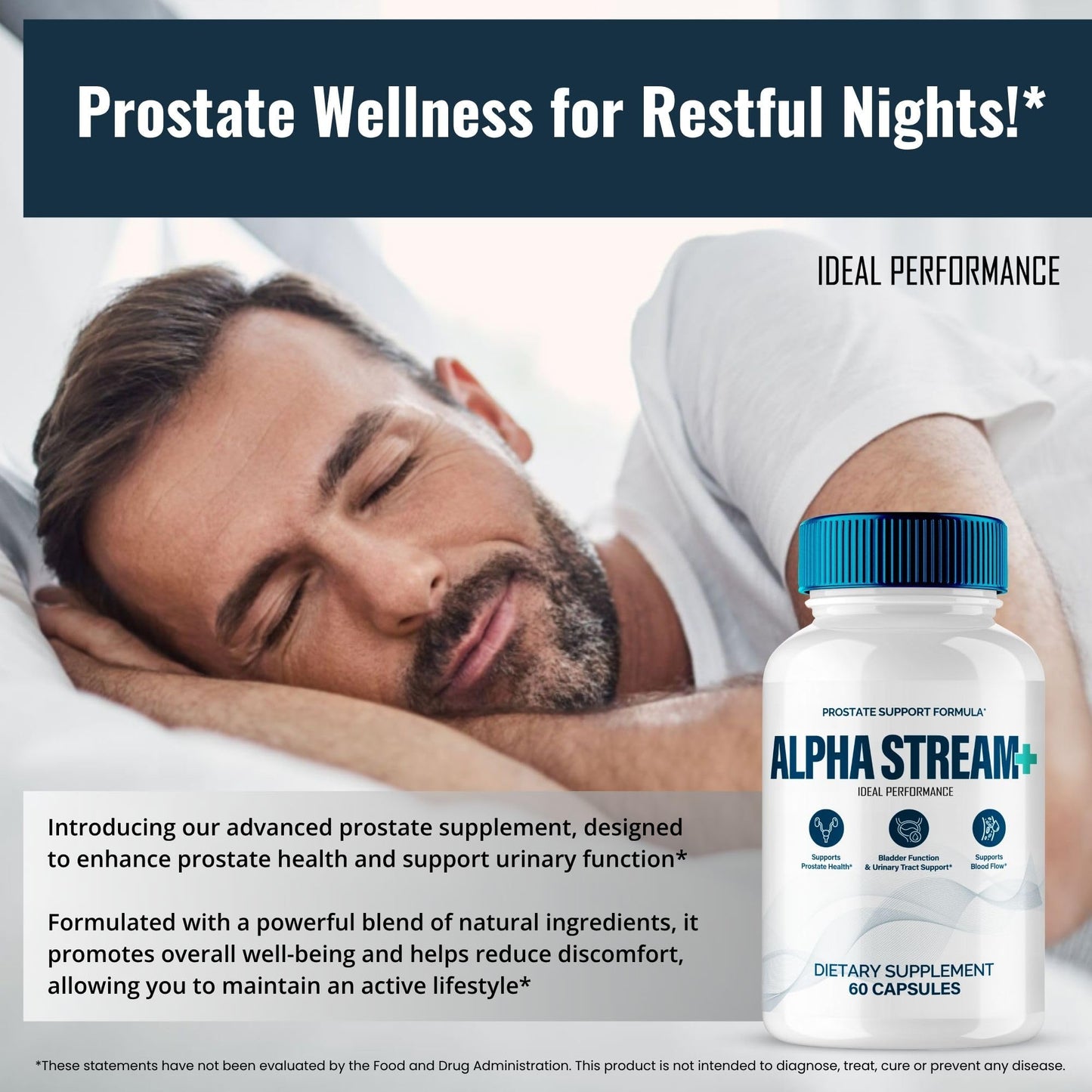 IDEAL PERFORMANCE Alpha Stream Plus Prostate Health Supplements for Men Capsules, 300 Capsules
