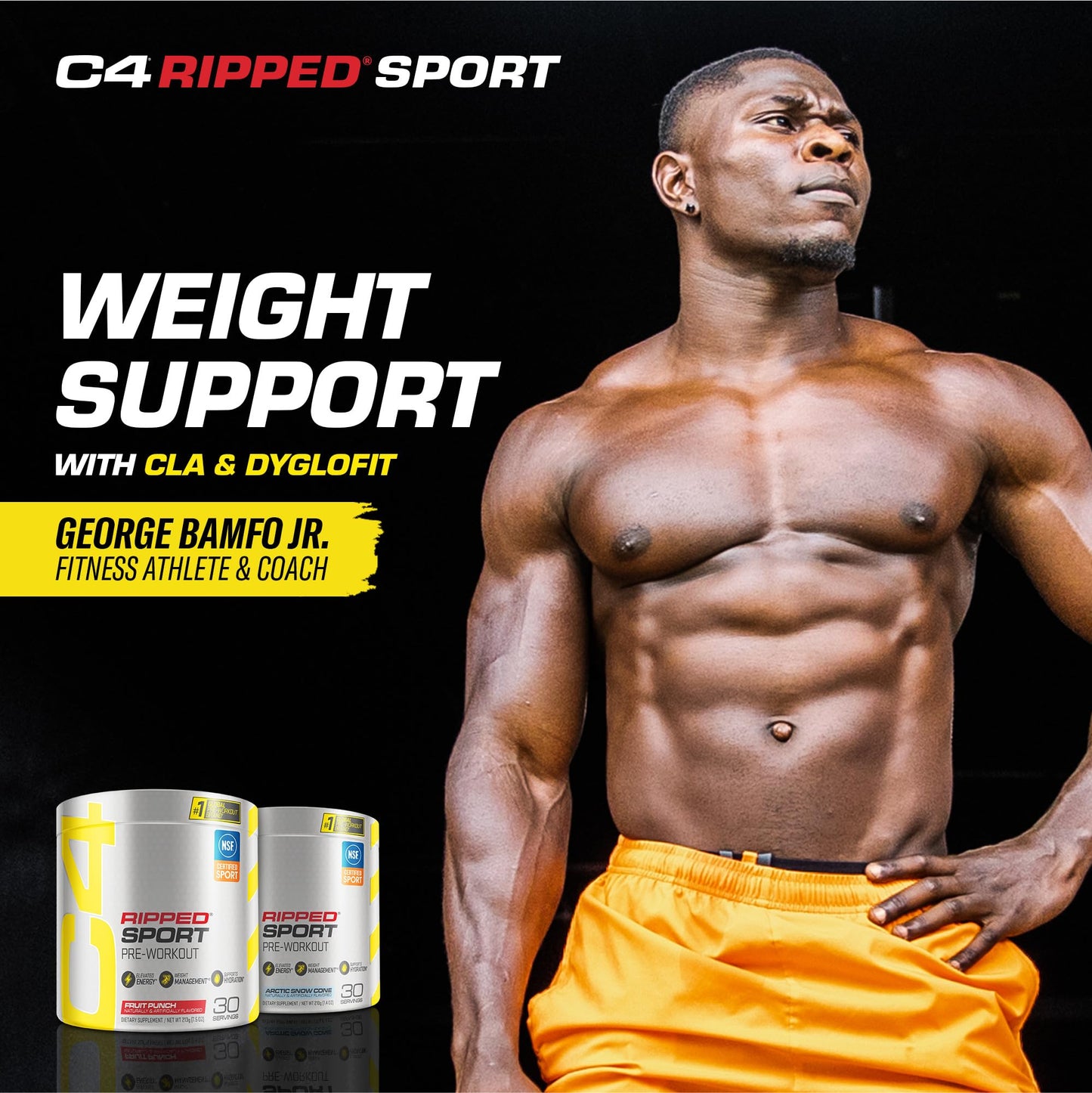 C4 Ripped Sport Pre Workout Powder Arctic Snow Cone, 7.4 oz, 30 Servings