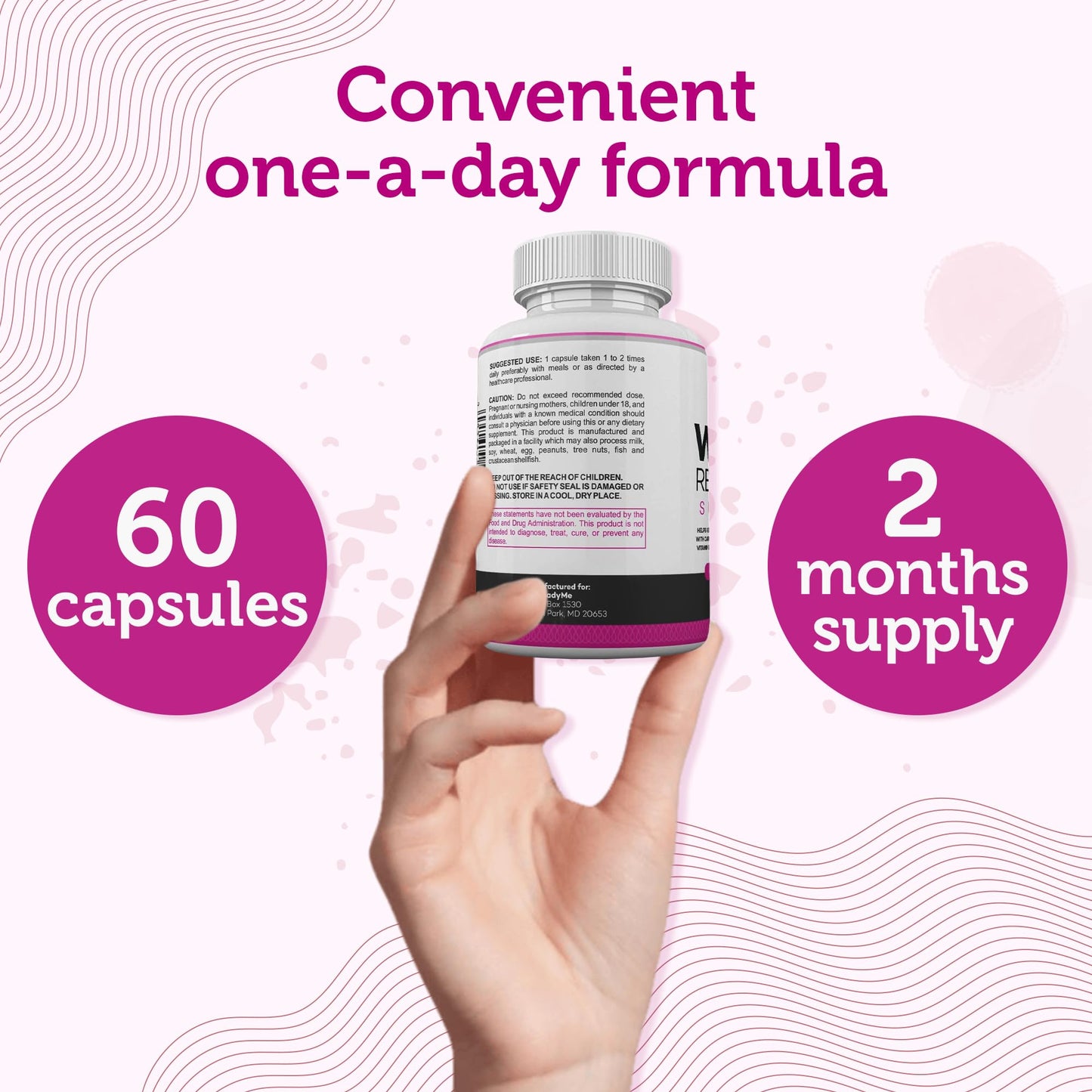 LadyMe Women's Health Water Retention Pills for Women Detox Capsules, 60 Capsules