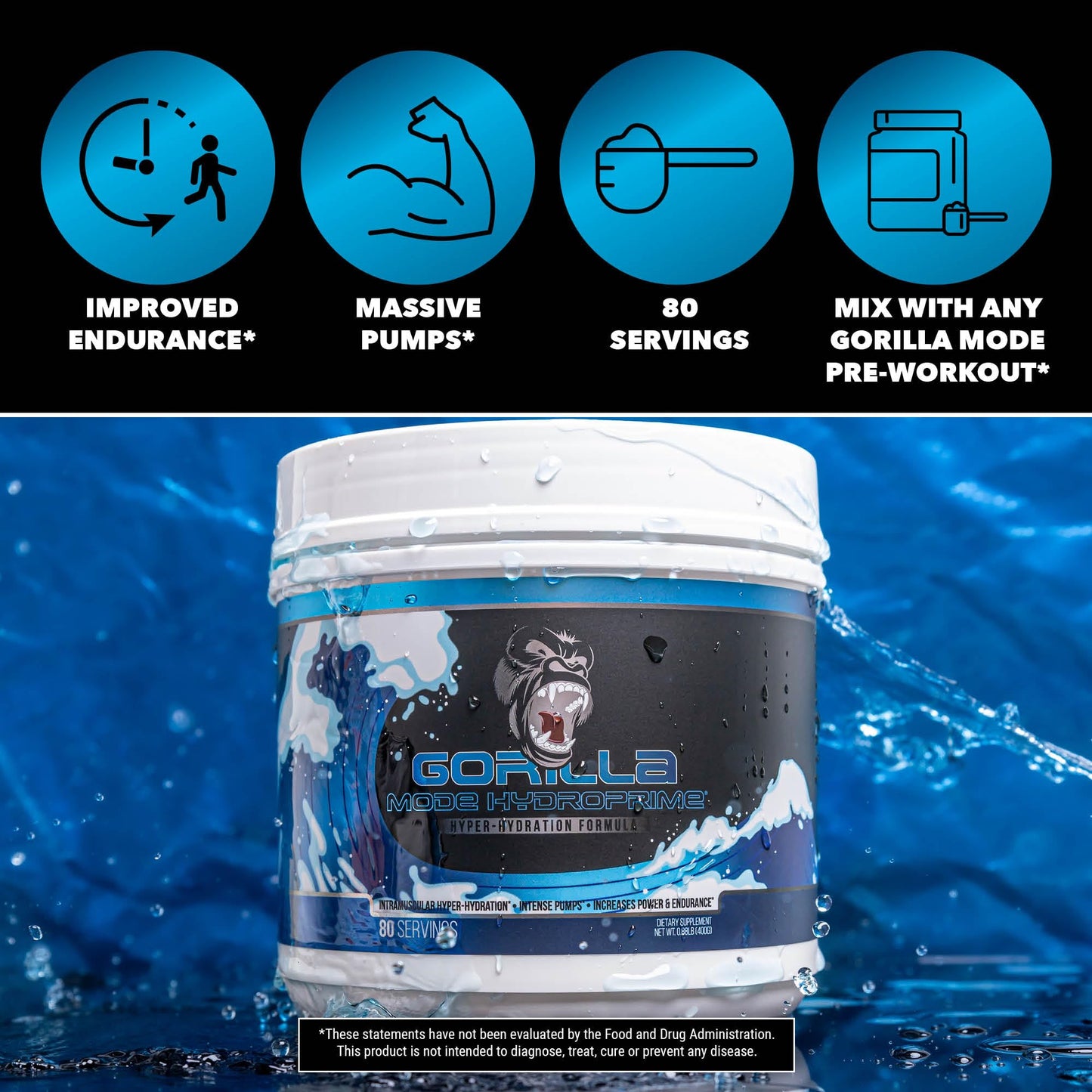 Gorilla Mind Gorilla Mode Pre Workout + HydroPrime Glycerol Pre Workout Powder Stack, 36.349 Servings