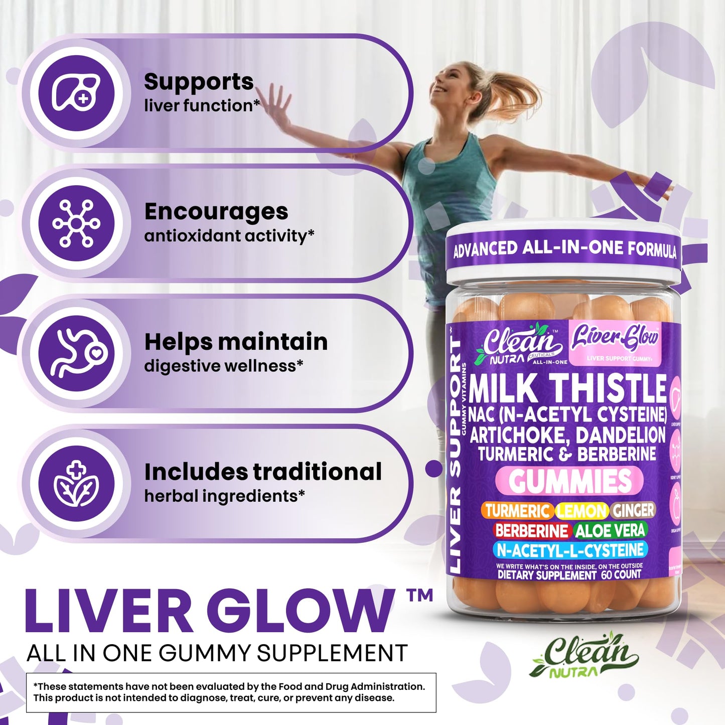 Clean Nutraceuticals Milk Thistle NAC Supplement 60 Gummies
