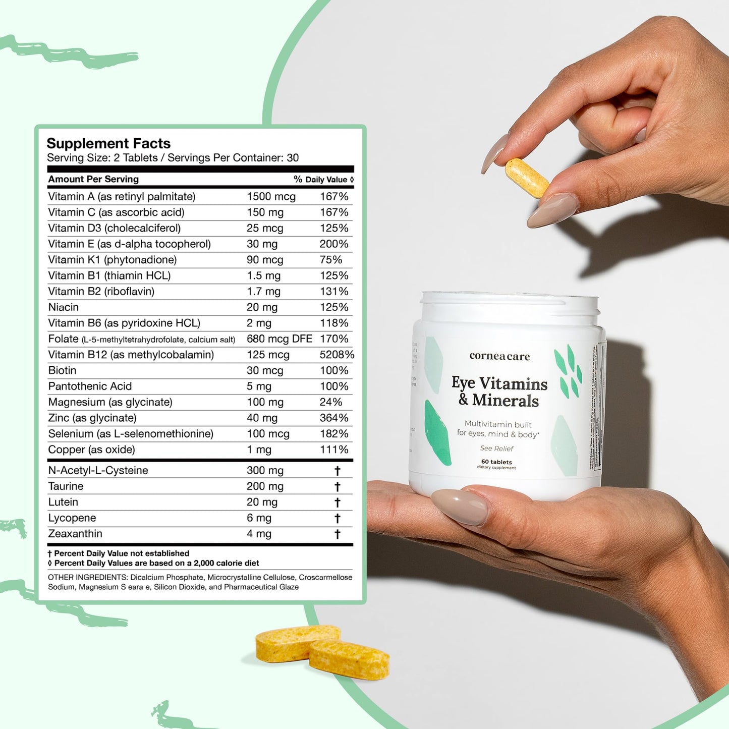 CorneaCare Multivitamin for Vision & Health Dry Eye Supplements 60 Tablets