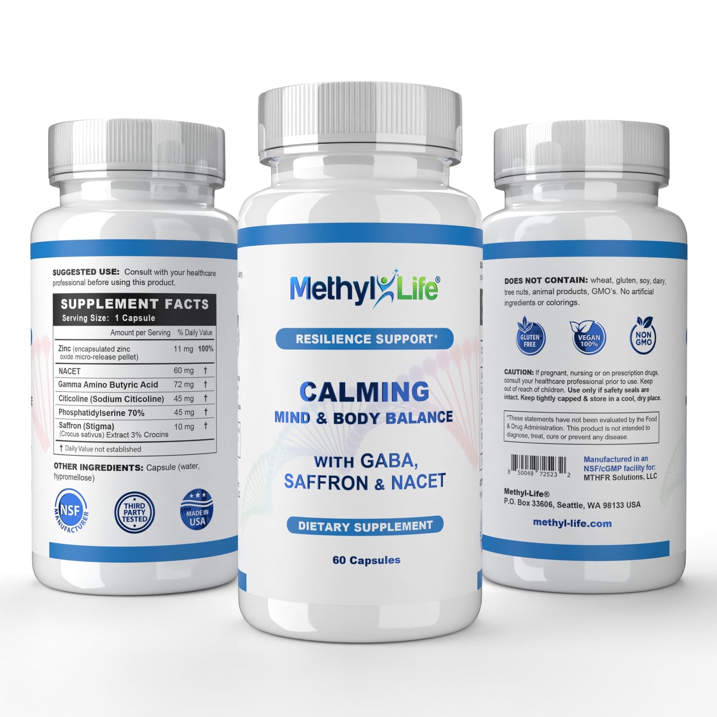 Methyl-Life Calming Supplement with GABA & Saffron 60 Capsules