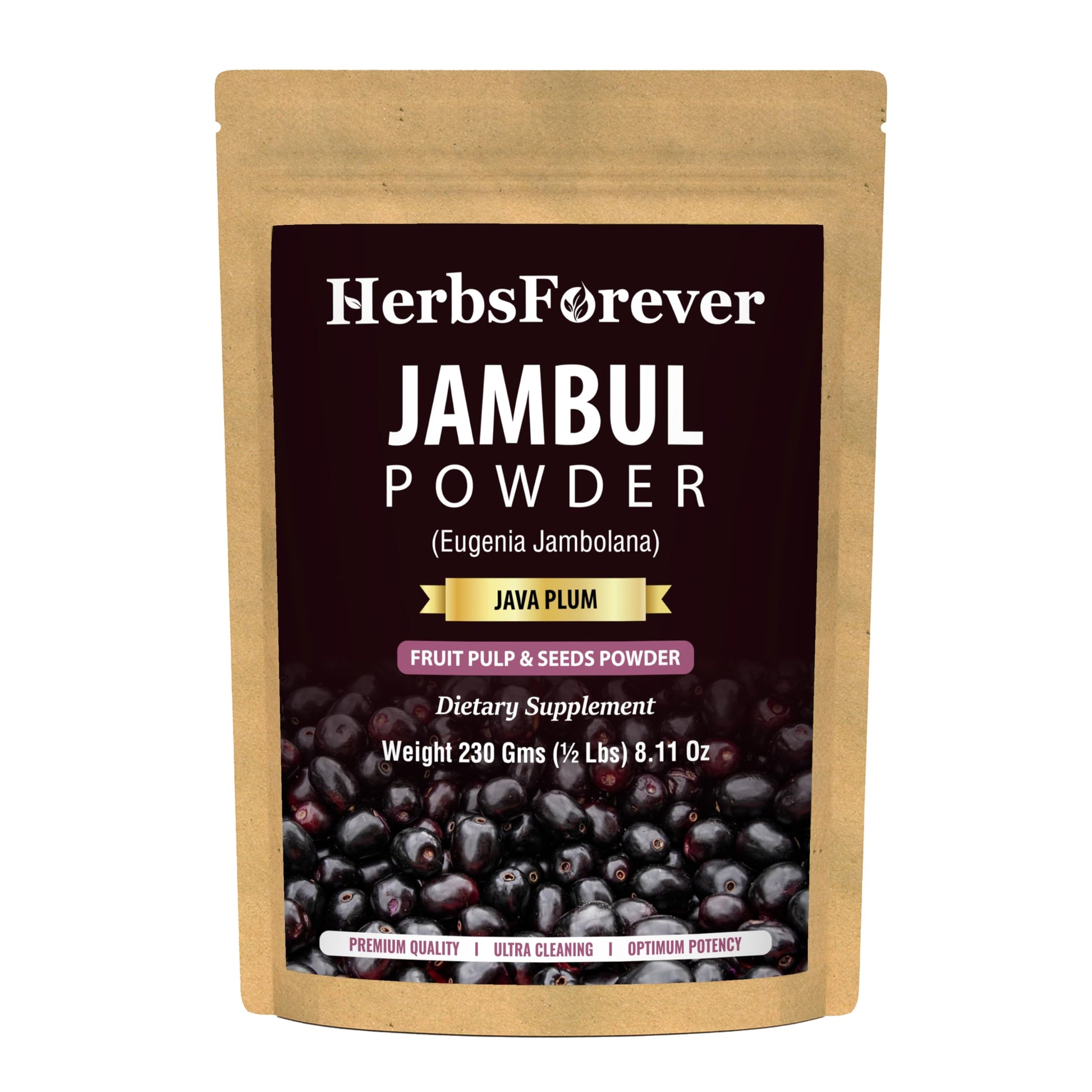 Herbsforever Jambul Java Plum (Eugenia Jambolana) Syzygium Cumini Pulp & Seeds Powder 8.11 oz