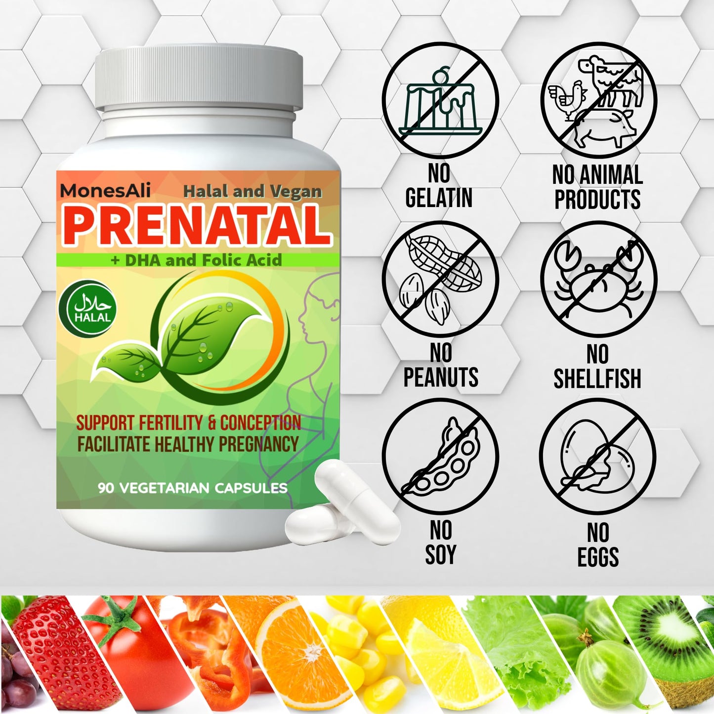 MonesAli Prenatal Vitamins for Women Capsules, 90 Count