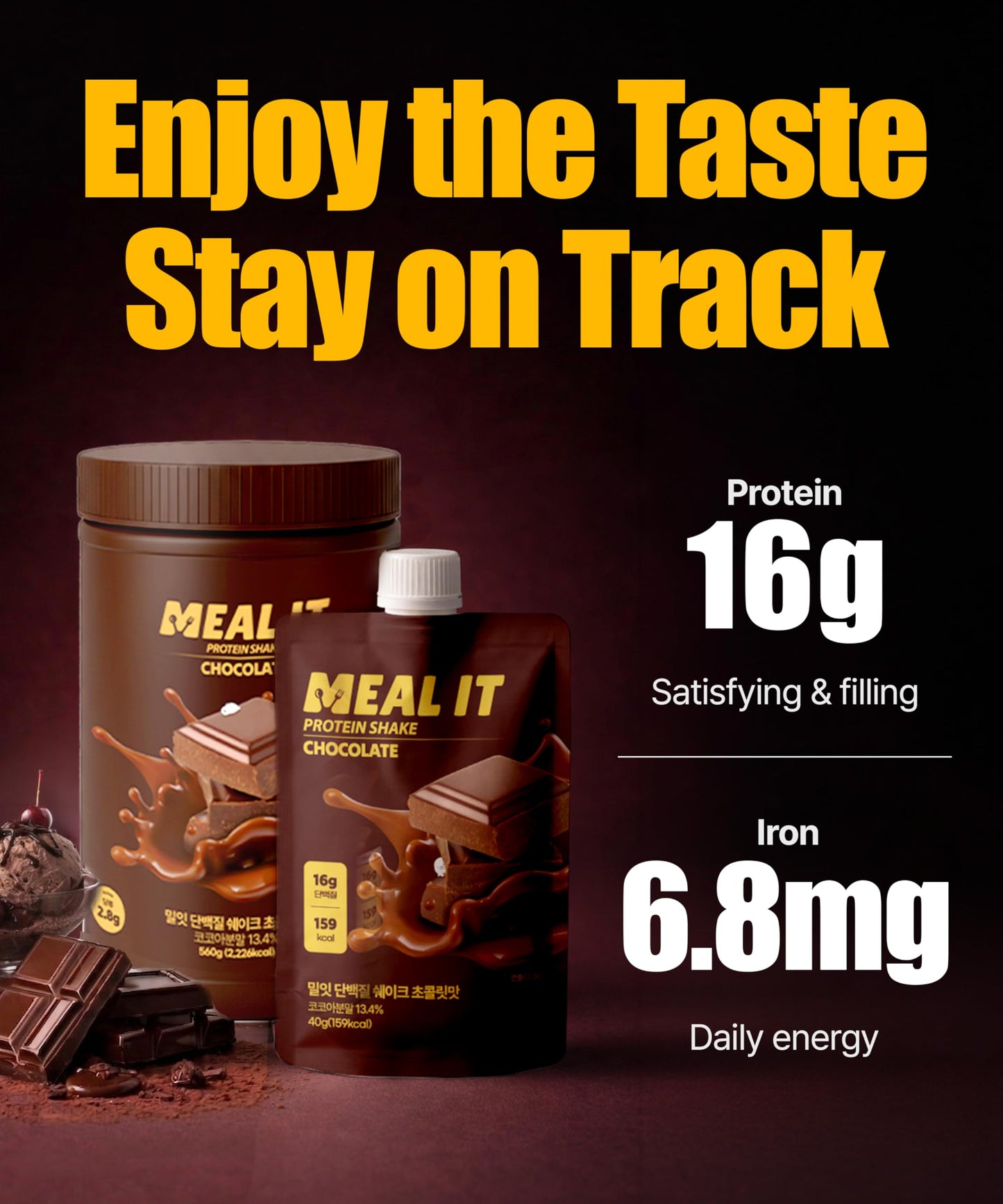 MEAL IT Chocolate Protein Shake with Cookie Crunch & Choco Crunch Balls Powder 9.88 Oz
