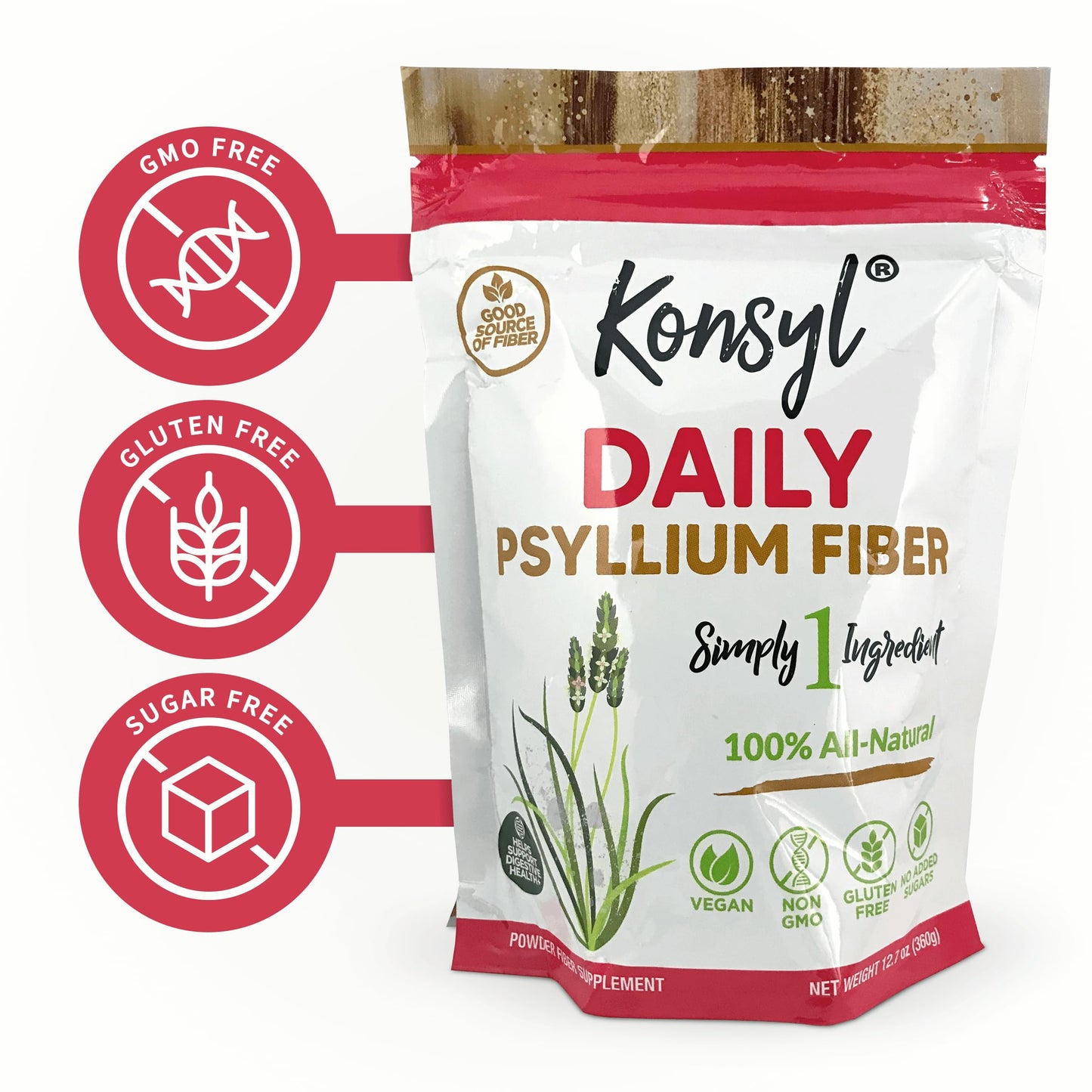 Konsyl Daily Psyllium Fiber Powder 12.7 oz