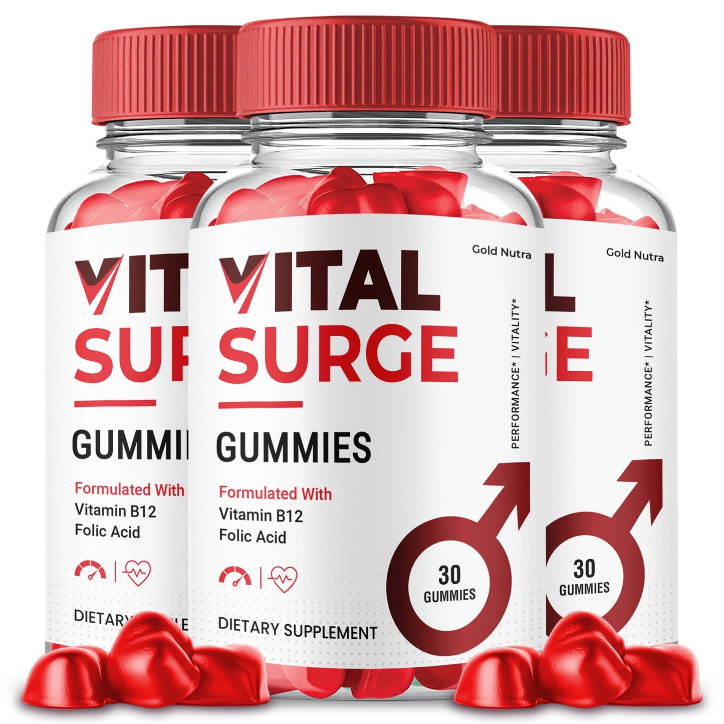 Gold Nutra Vital Surge Gummies for Men Maximum Strength, Gummy, 3 Pack