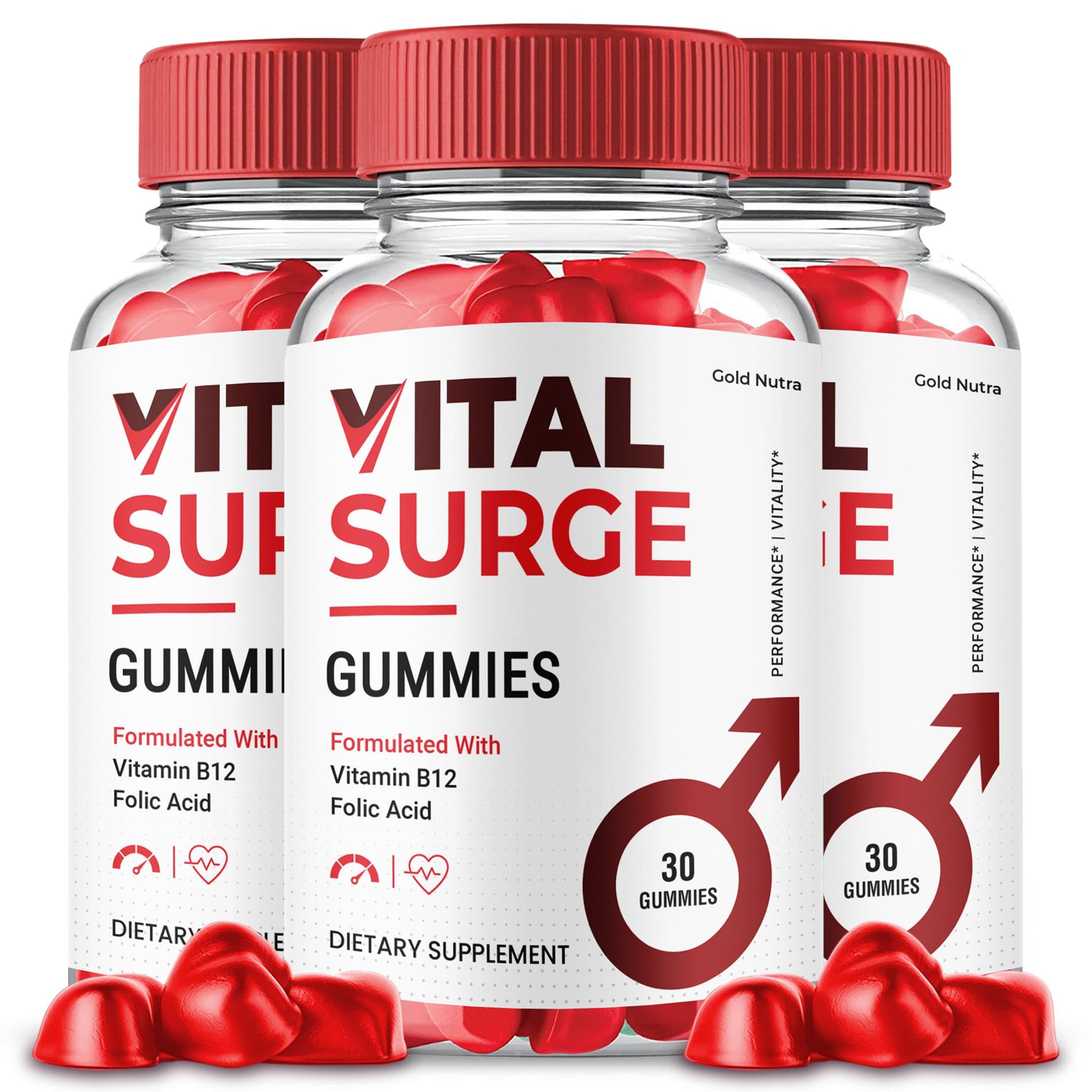 Gold Nutra Vital Surge Gummies for Men Maximum Strength, Gummy, 3 Pack