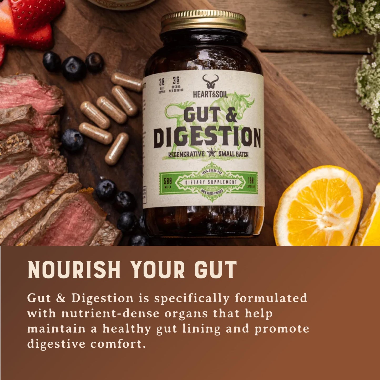 HEART & SOIL Gut & Digestion Supplement Capsule 100