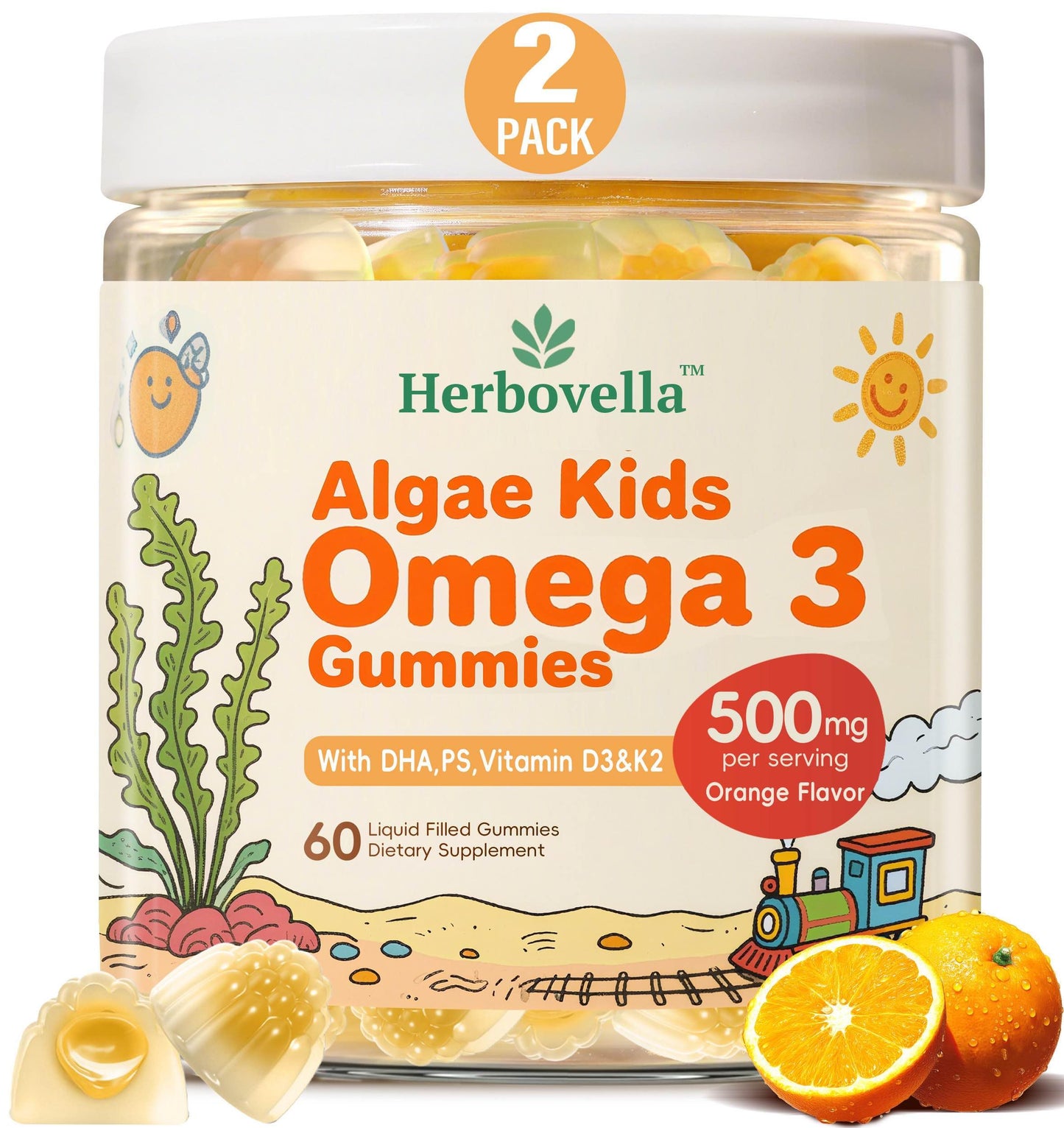 Herbovella Kids Omega-3 Gummy, 120 Count