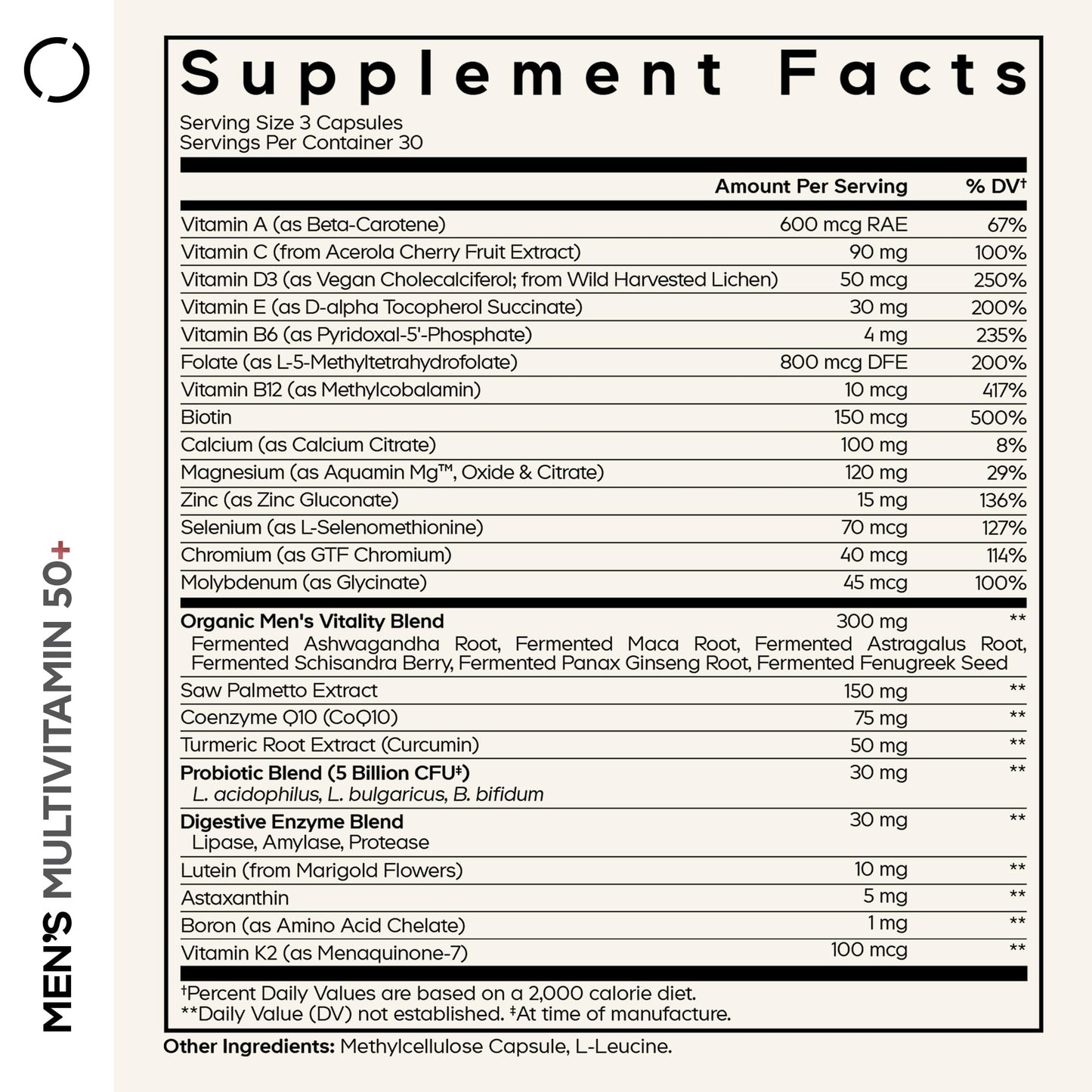 Codeage Men's Multivitamin 50+ Supplement - Essential Vitamins for Men Over 50 Years Old, Minerals, CoQ10, Turmeric, Saw Palmetto, Maca, Panax Ginseng, Probiotics & Botanicals, Non-GMO - Capsule, 90 Capsules