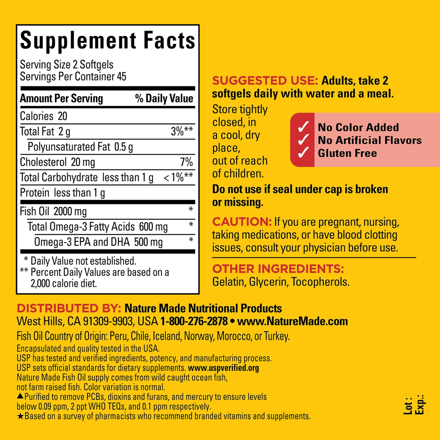 Nature Made Fish Oil Omega 3 Supplements Softgels 90
