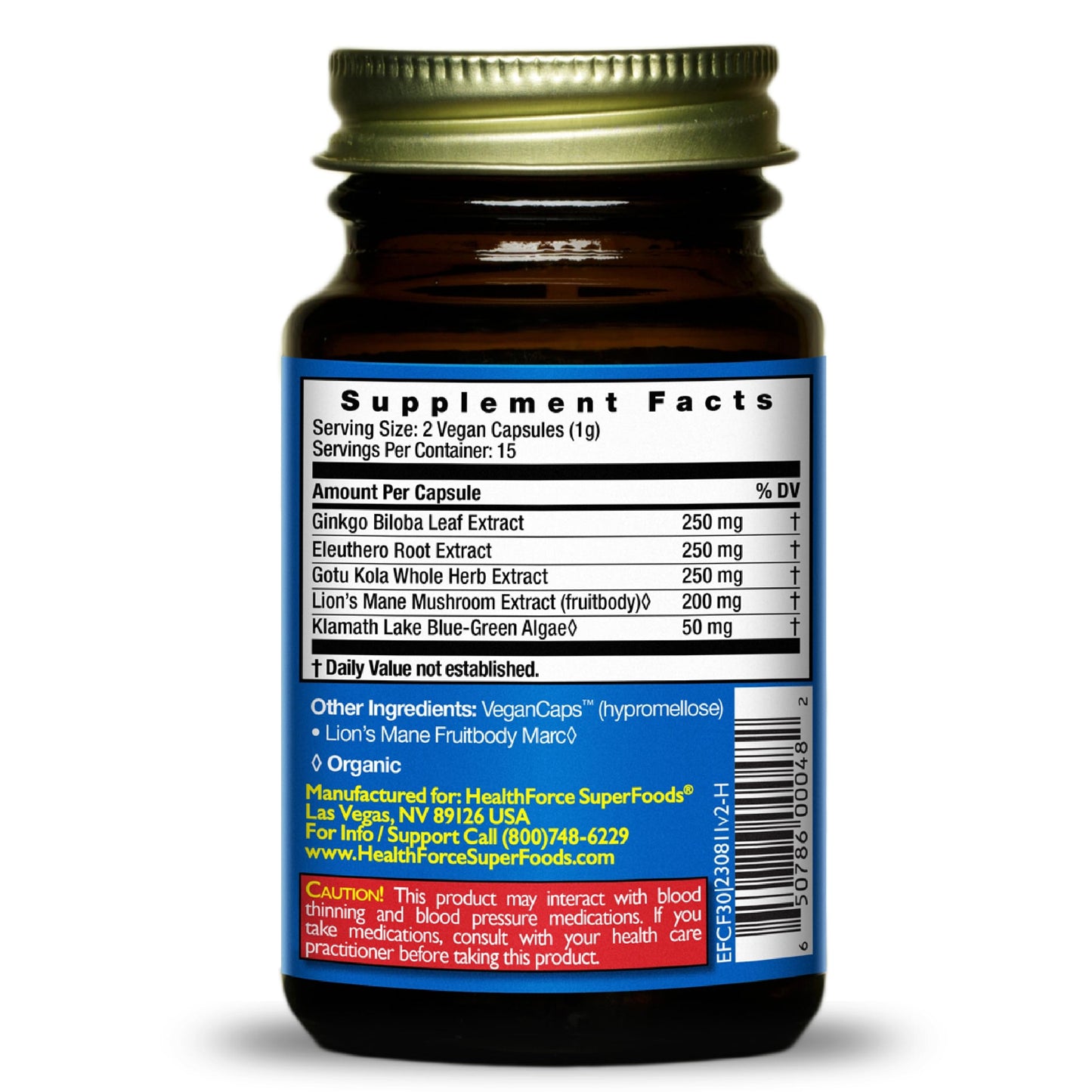 HealthForce SuperFoods CircuForce Brain Power - 250 mg Ginkgo Biloba, 30 Capsules