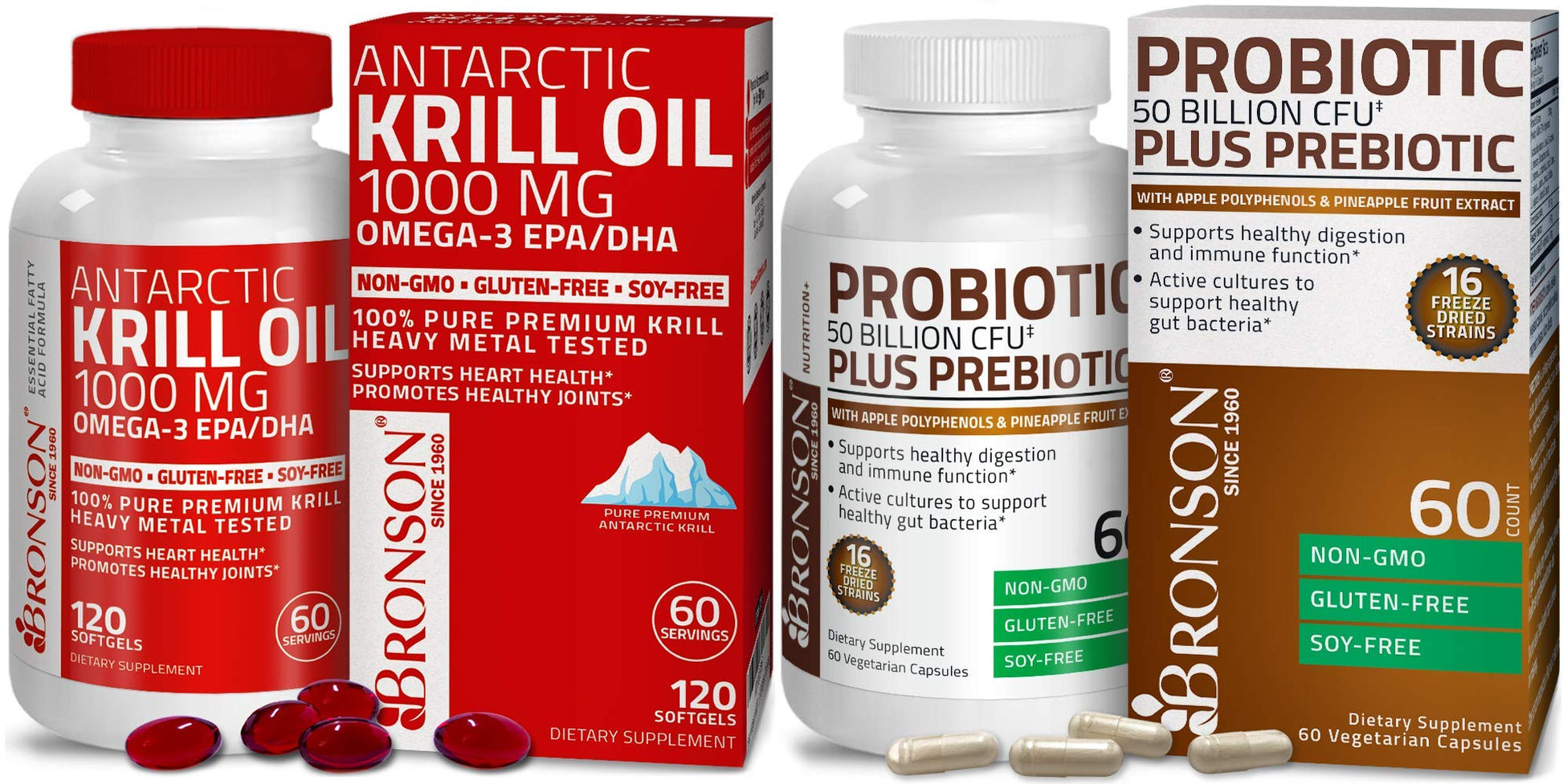 Bronson Antarctic Krill Oil 1000 mg Softgel, 2-Count