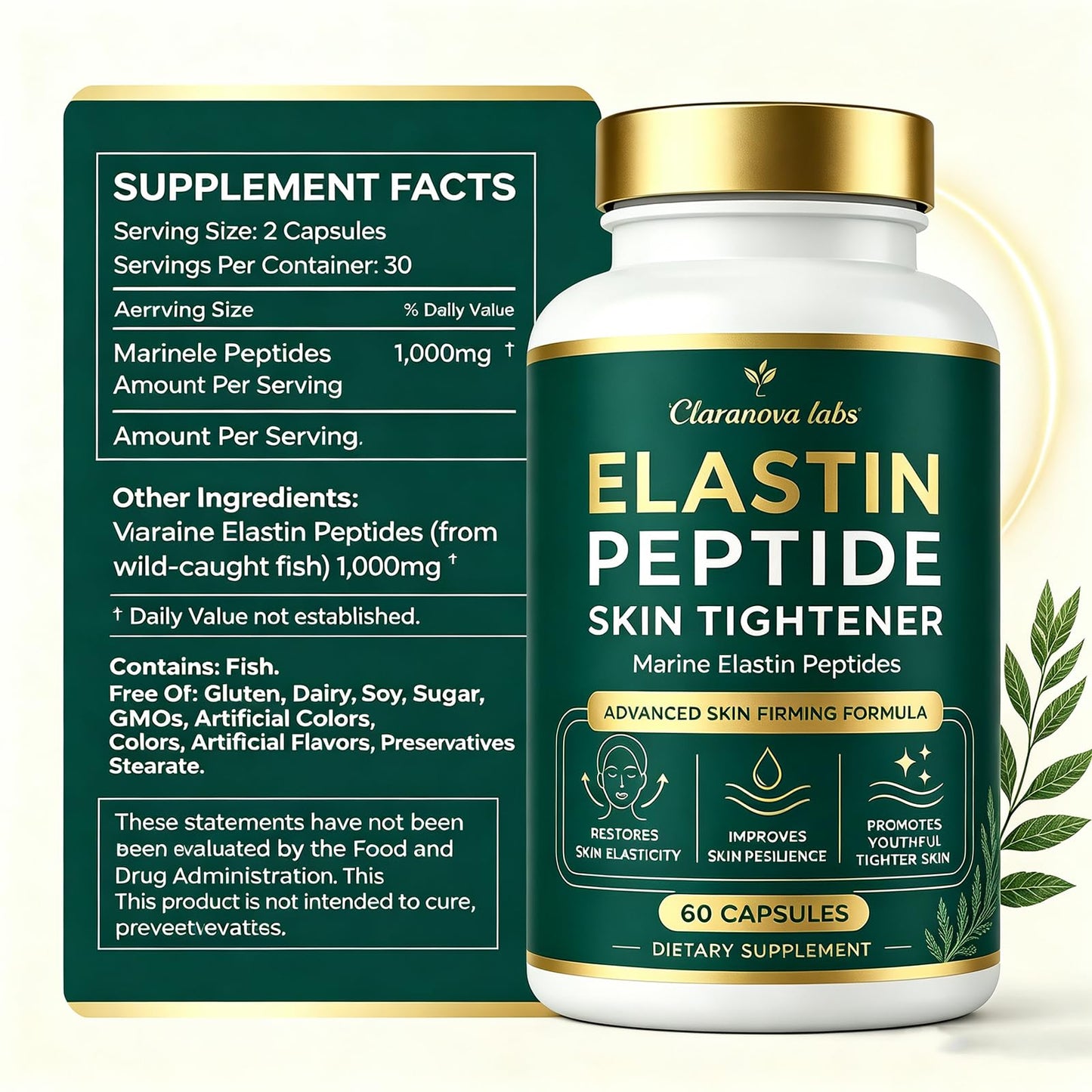 Claranova Elastin Peptides Skin Tightening Formula Capsules 60