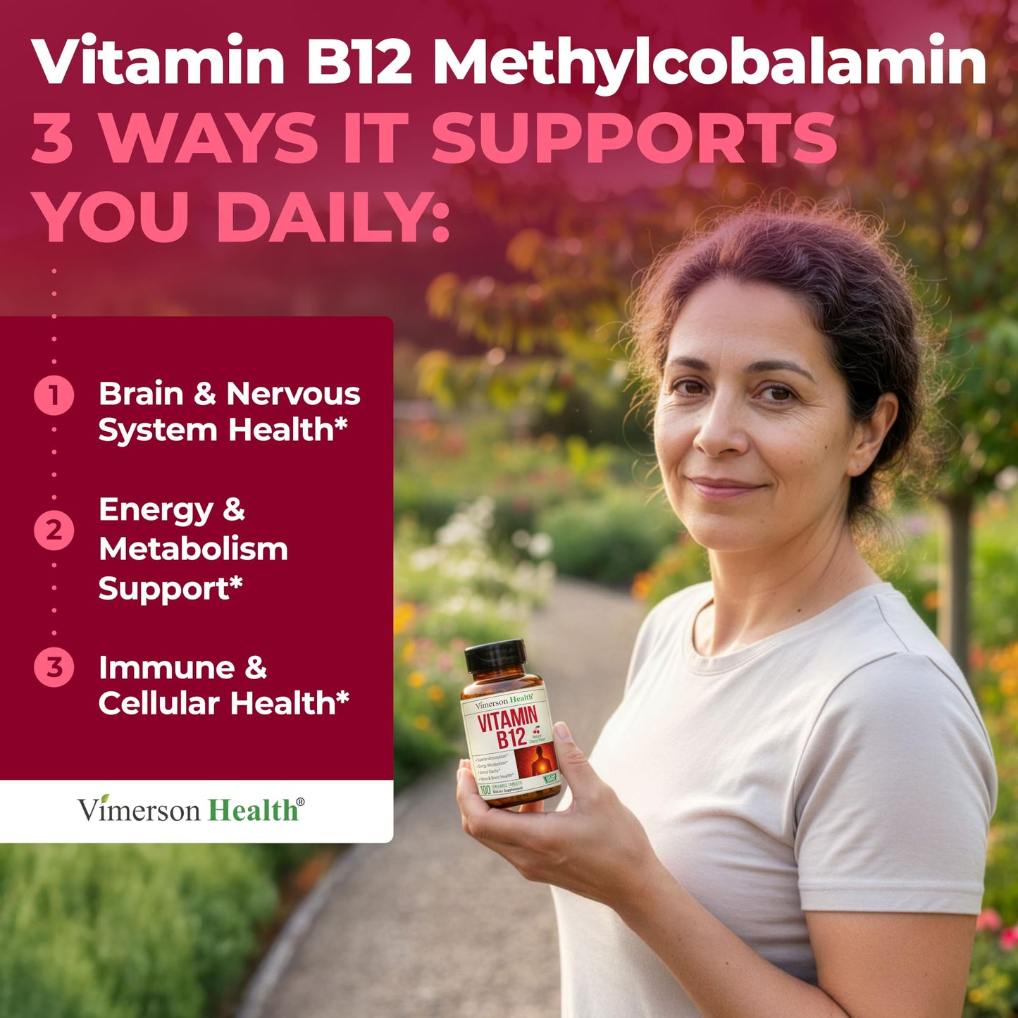 Vimerson Health Vitamin B12 1000 mcg Chewable Tablets, 100 Count