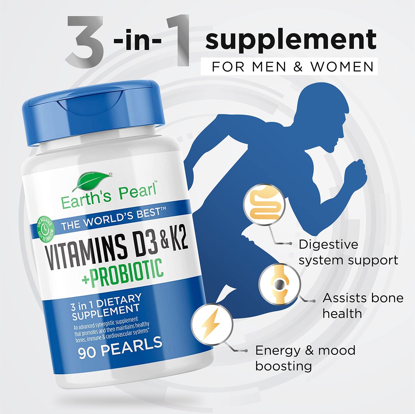 Earth's Pearl Vitamin D3 K2 5000 IU Capsule, 90 Count