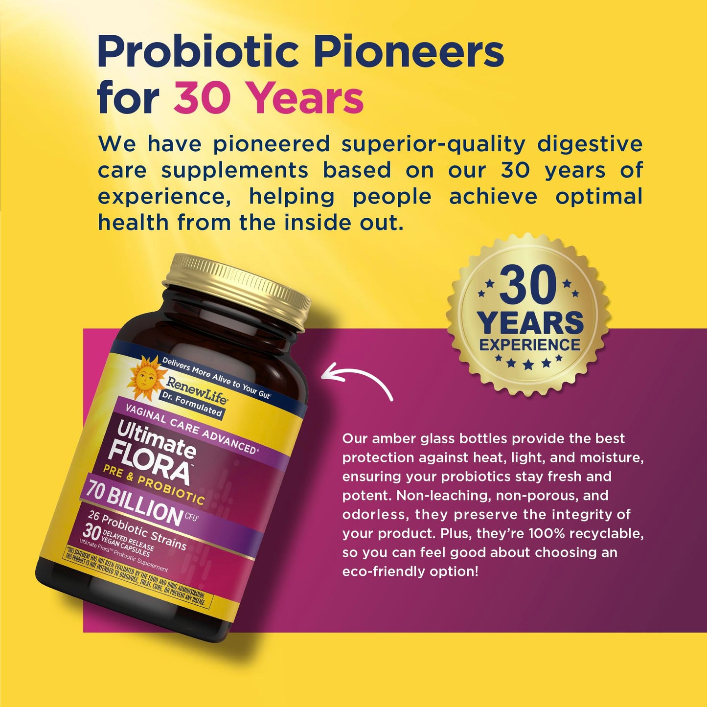Renew Life Ultimate Flora Probiotics for Women 70 Billion CFU, 30 Capsules