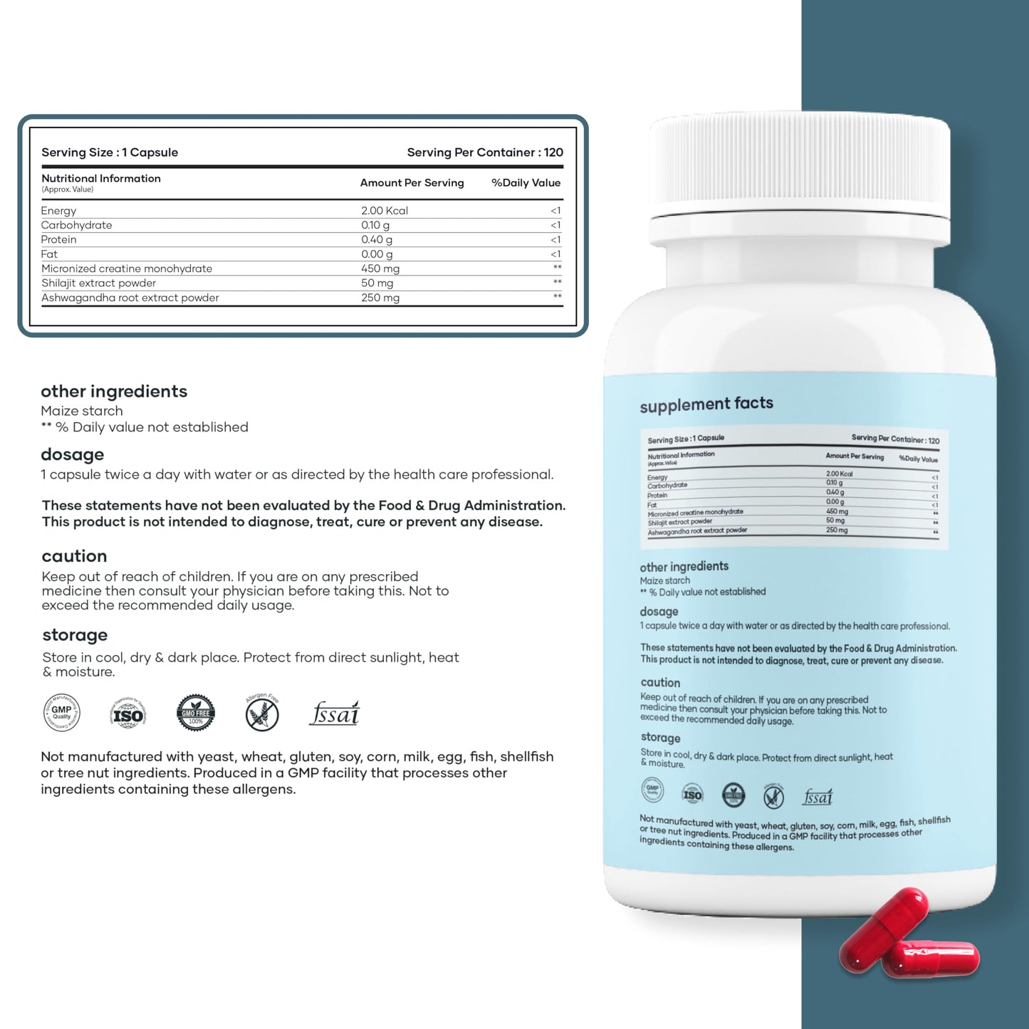 Mars by GHC Micronized Creatine Monohydrate Capsule 120 Count