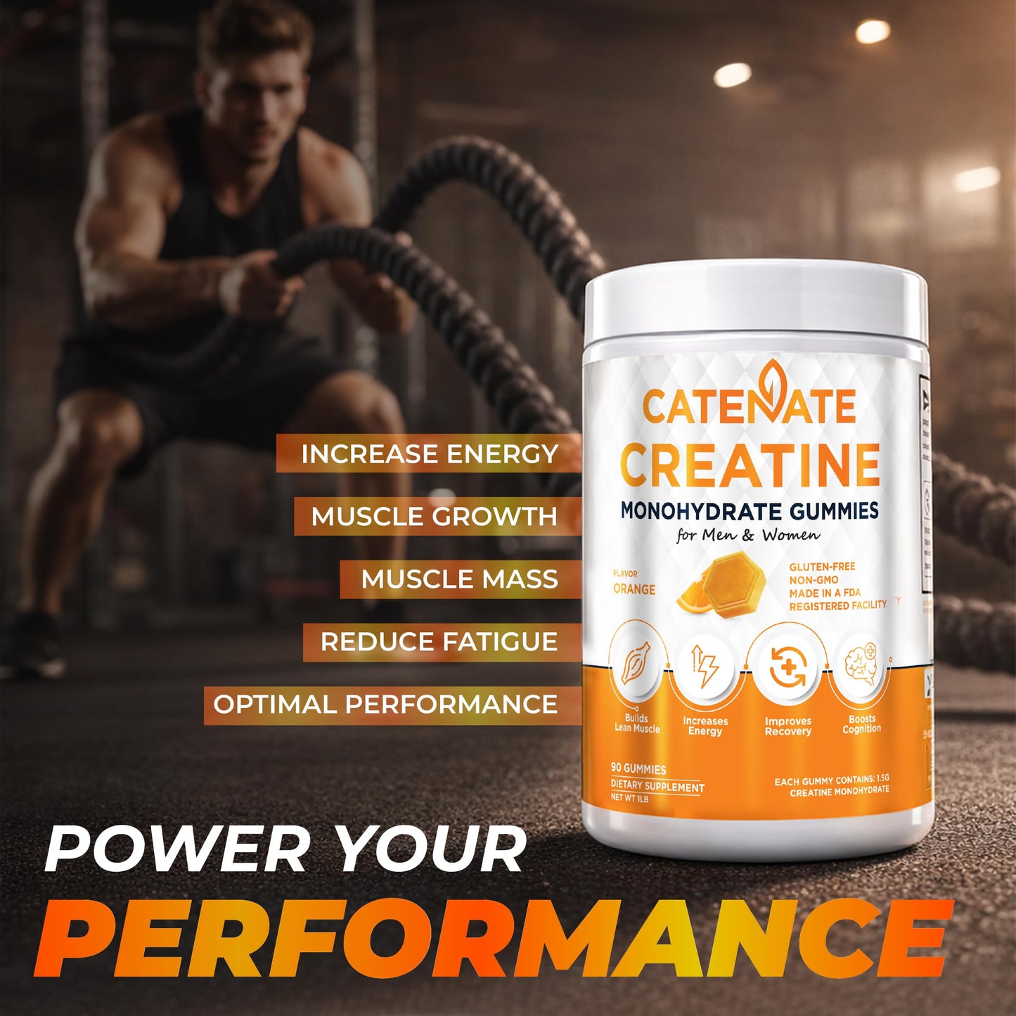 CATENATE Creatine Gummies 4500mg Creatine Monohydrate, 90 Count