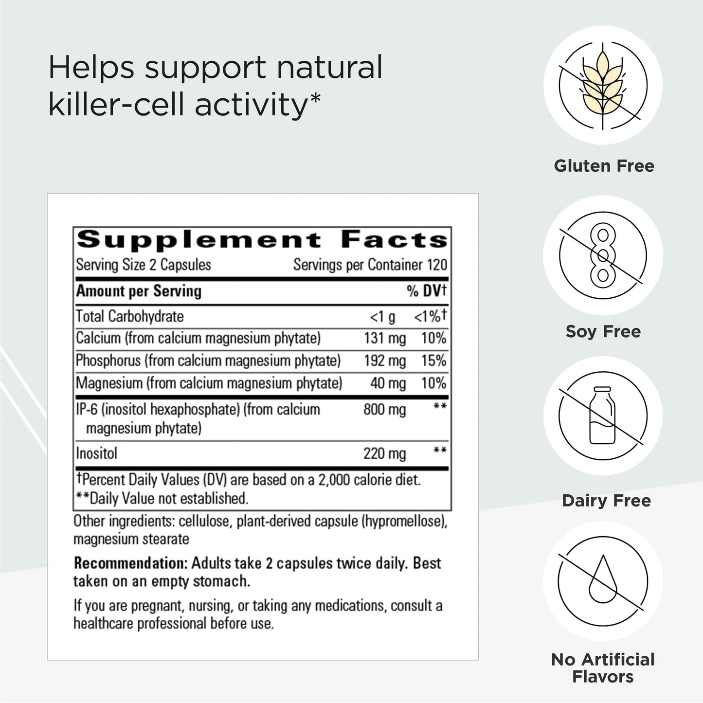 Integrative Therapeutics Cellular Forte Inositol Supplement for Immune System & Cell Health Support, Contains IP-6, Vegan, Gluten-Free & Dairy-Free, Capsule, 120 Count
