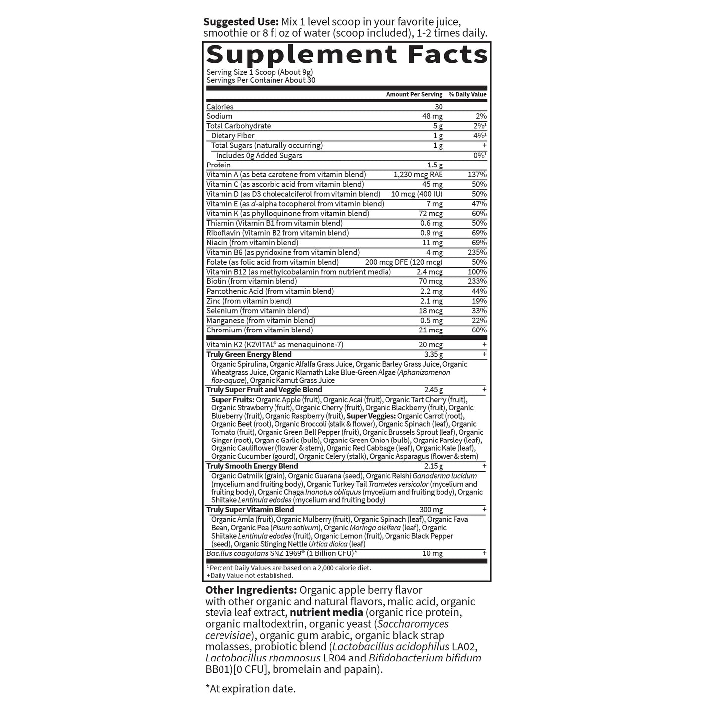 Garden of Life Sport Organic Greens Powder Apple Berry 1