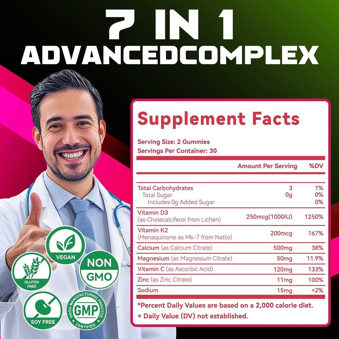Natures aid Vitamin D3 and K2 Gummies 120