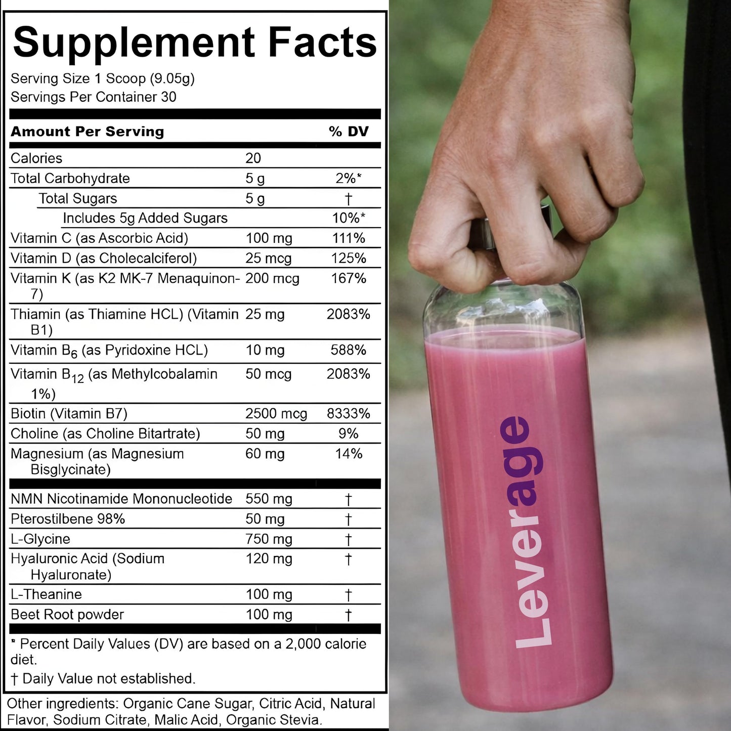 Leverage Mixed Berries Anti–Aging Supplement & Longevity Mix Daily Wellness Multivitamin Powder 9.58 Ounces