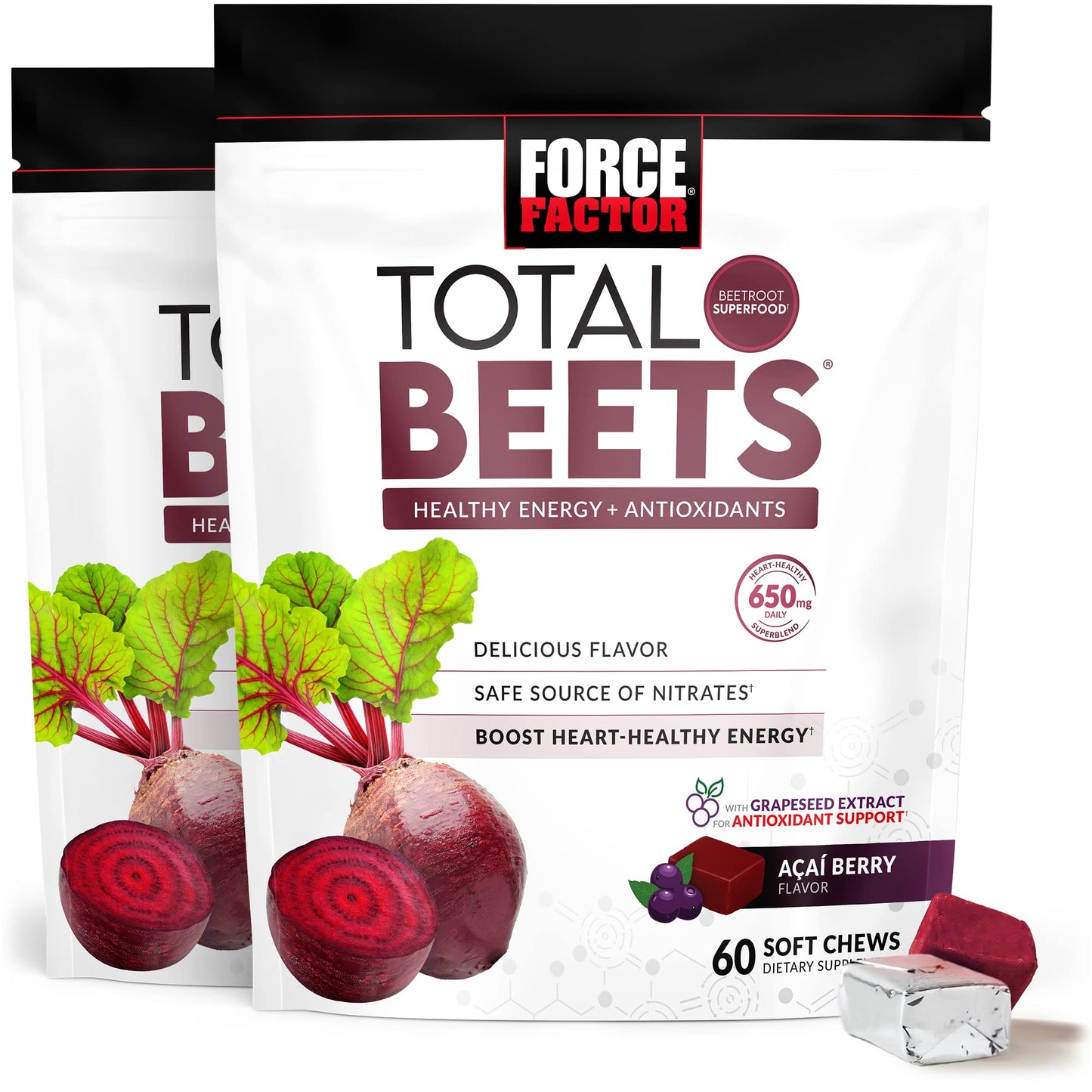 Force Factor Total Beets Soft Chews, 180 Count