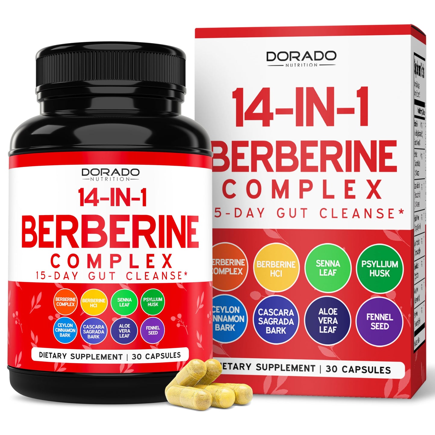 Dorado Nutrition GLP-1 Berberine 15 Day Gut Cleanse Detox & Metabolism Support 30 Capsules
