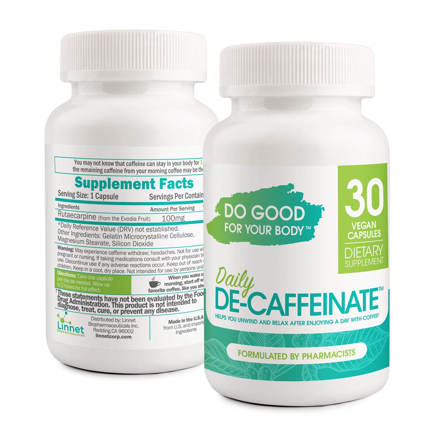 Do Good For Your Body Daily De-Caffeinate for Coffee Lovers Rutaecarpine Supplement for Relaxation After Caffeine – Non-Melatonin, Non-Addictive Evening Formula, 30 Capsules