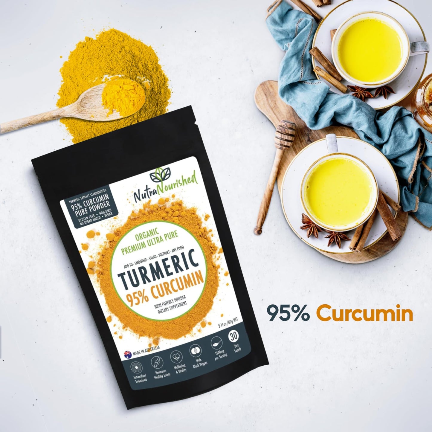 Nutra Nourished Organic Turmeric 95% Curcumin Powder 2.11 oz